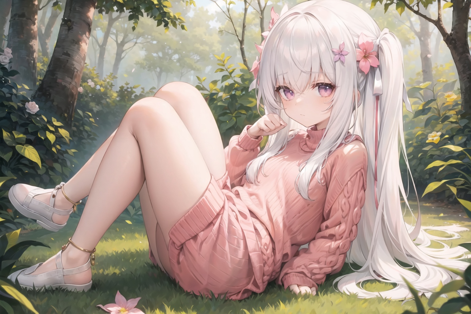 female child,  forest,  hair flower on Tensor.Art