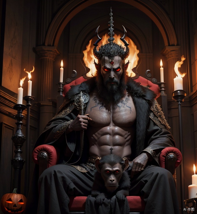  Dark Lord, Devil's Grace, Dark version of Monkey King, Hell Throne, Mystery, Black Staff, Fire, Halloween,