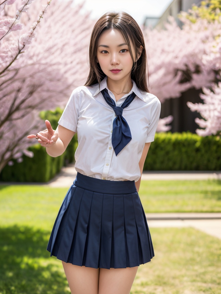  blurry, blurry_foreground, depth_of_field, blurry_background, skirt_lift, motion_blur, clothes_lift, lifted_by_self, photo_\(medium\), cherry_blossoms, skirt, branch, tree, cosplay_photo, school_uniform, outdoors, 1girl, photo_background, serafuku, *****, day, neckerchief, flashing, lips, solo, no_panties, blur_censor, chromatic_aberration, looking_at_viewer, tangyixin, tangfang, lele