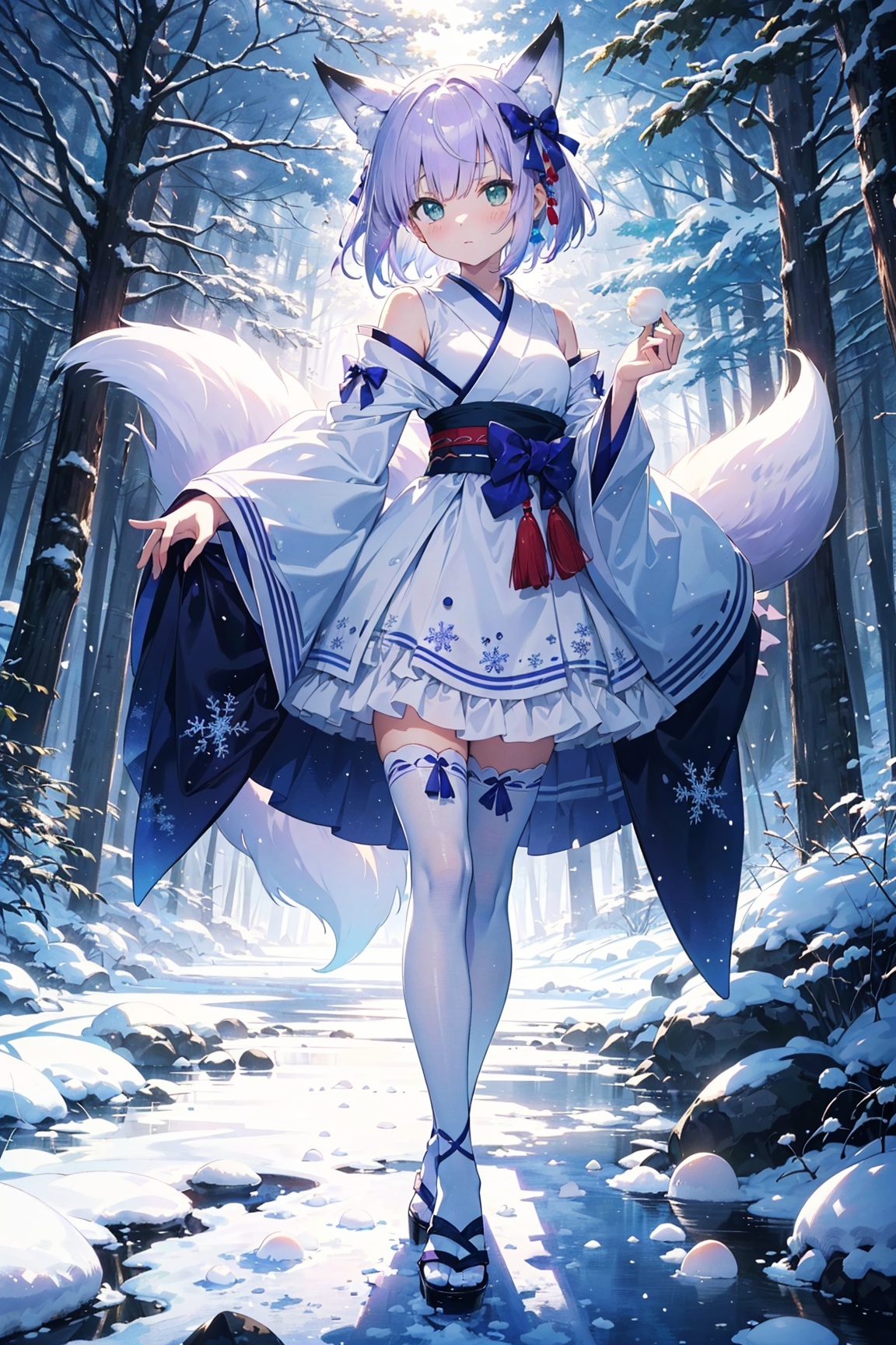 (masterpiece) ((pale purple hair,  fox ears,  fullbody with legs and shoes visible)) standing up on Tensor.Art