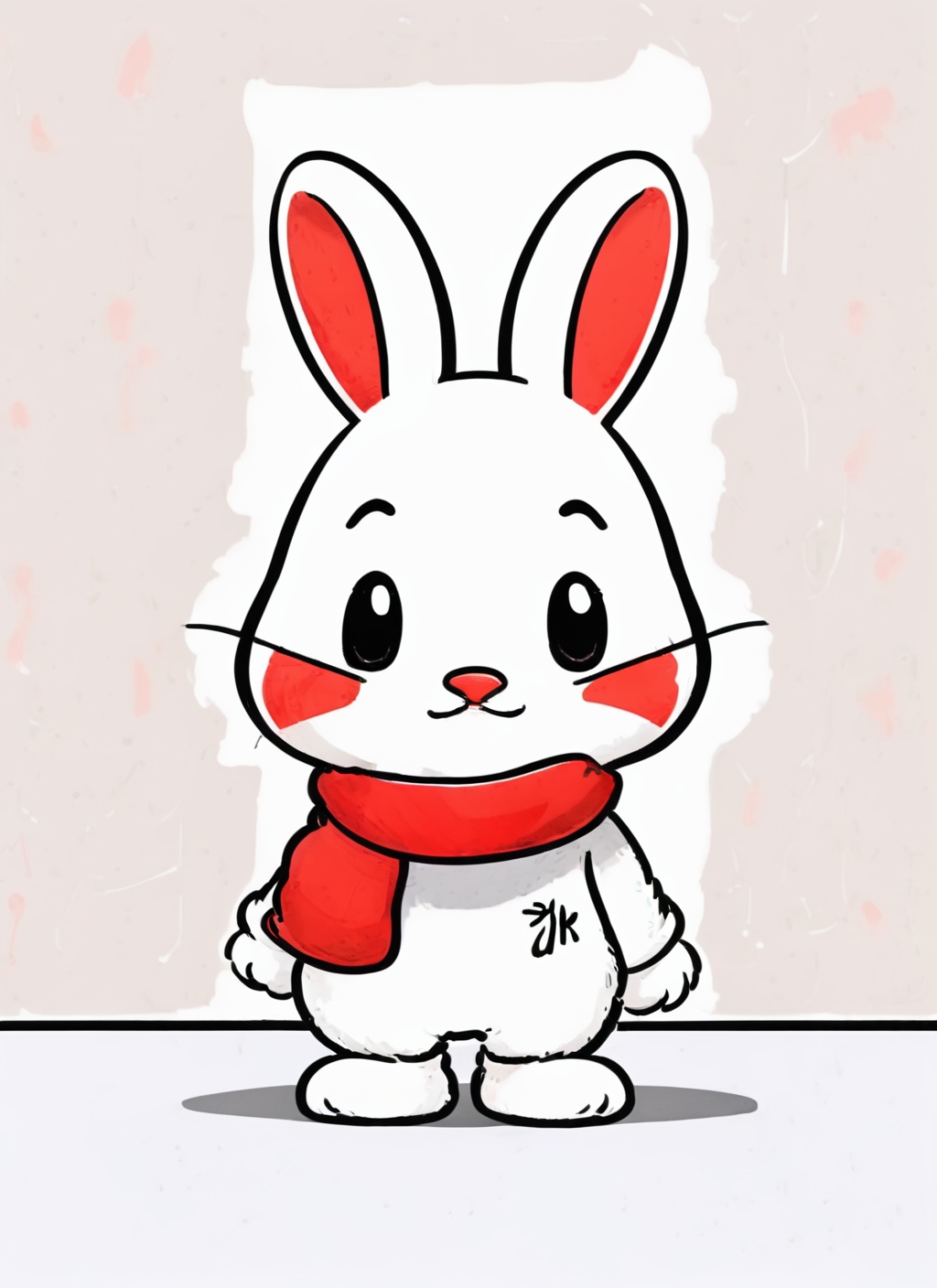 Very cute rabbit wearing a red muffler,  minimalist line art, sanrio style, graffiti on the wall,  hip-hop,<lora:EMS-243058-EMS:1.000000>
