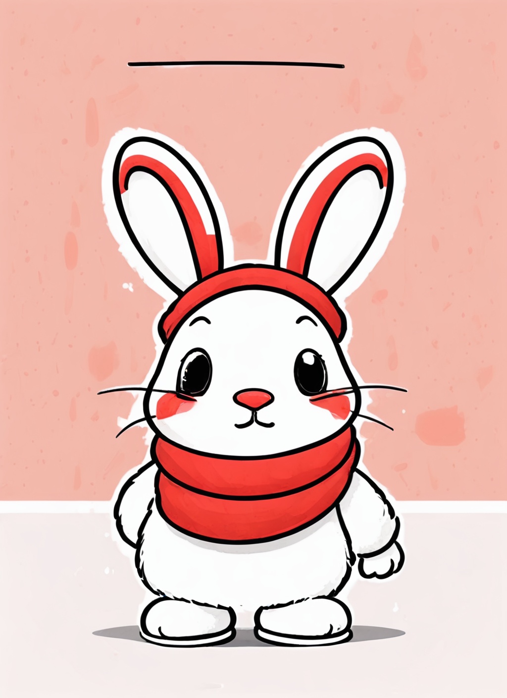 Very cute rabbit wearing a red muffler,  minimalist line art, sanrio style, Festive background,  ,  hip-hop,<lora:EMS-243058-EMS:1.000000>