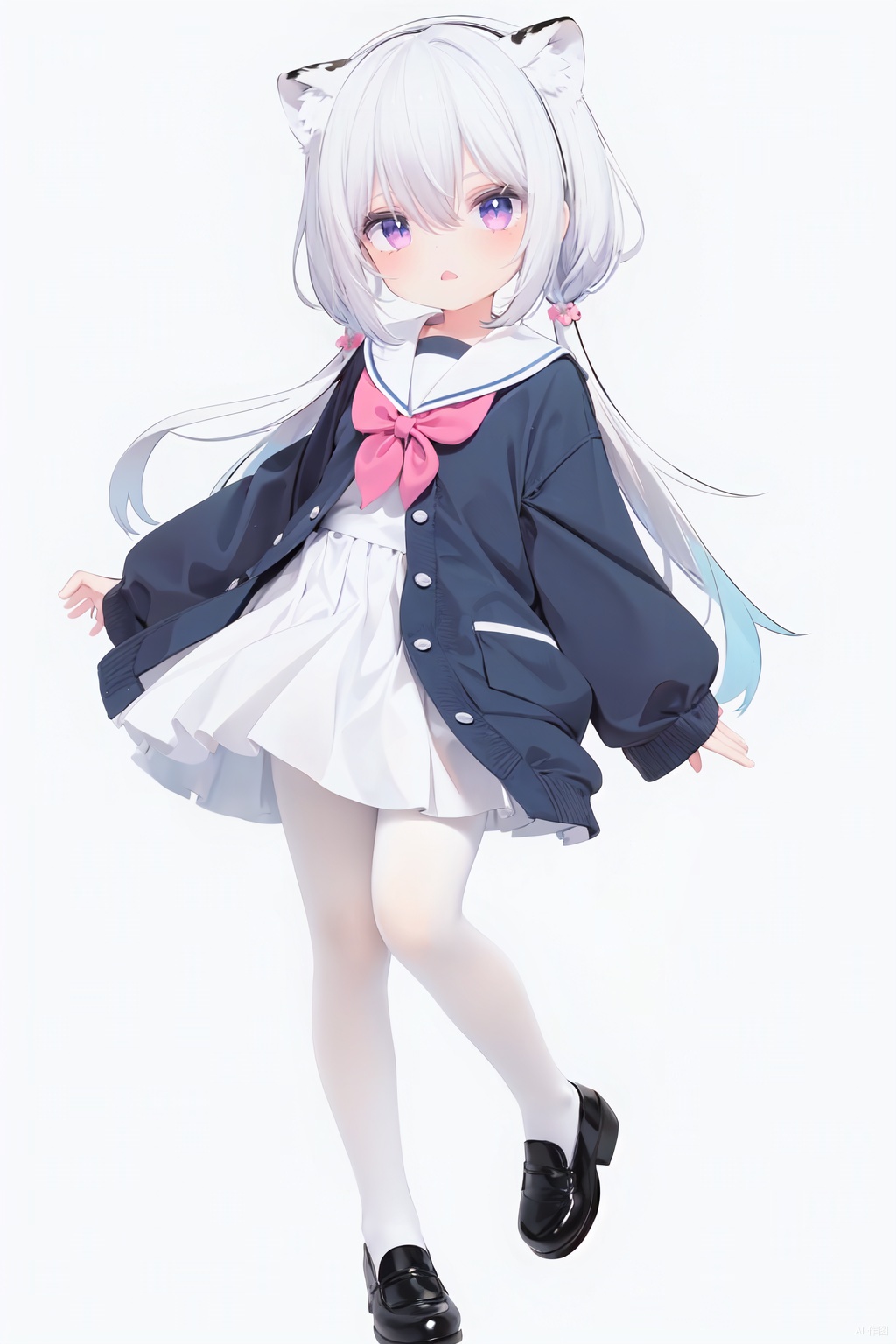 cute,  solo blue shirt,  blue sailor coat on Tensor.Art