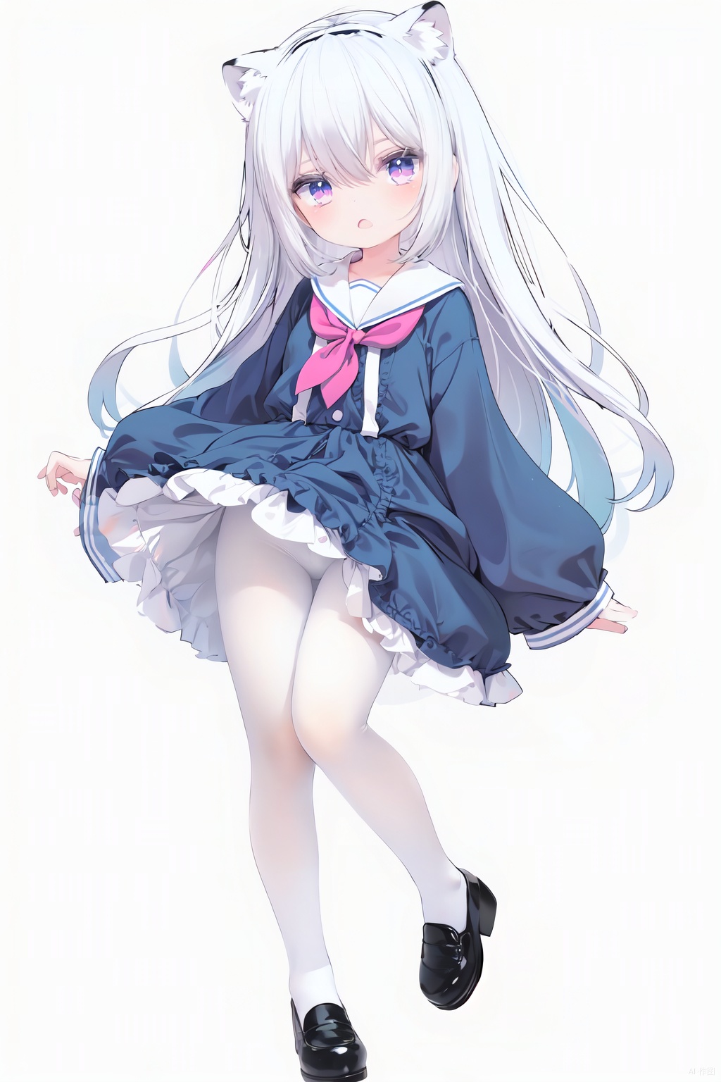 cute,  solo blue shirt,  blue sailor coat on Tensor.Art