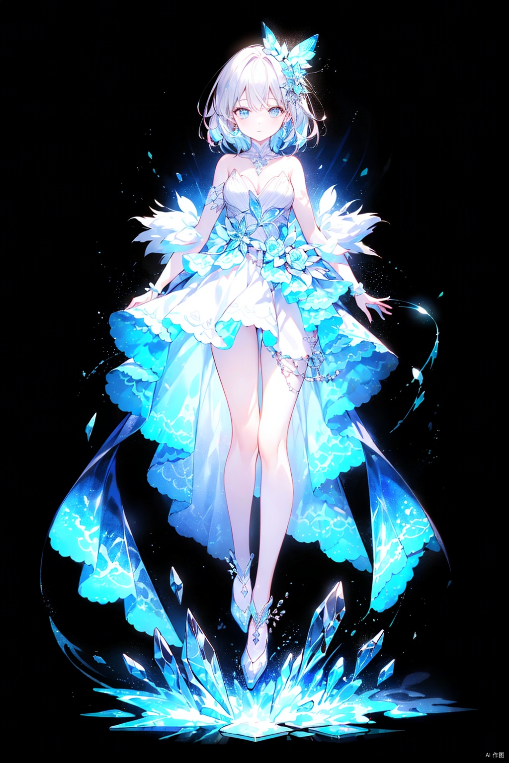  Best quality,8k,cg,1girl,glowing,crystal,transparent_background,full_body