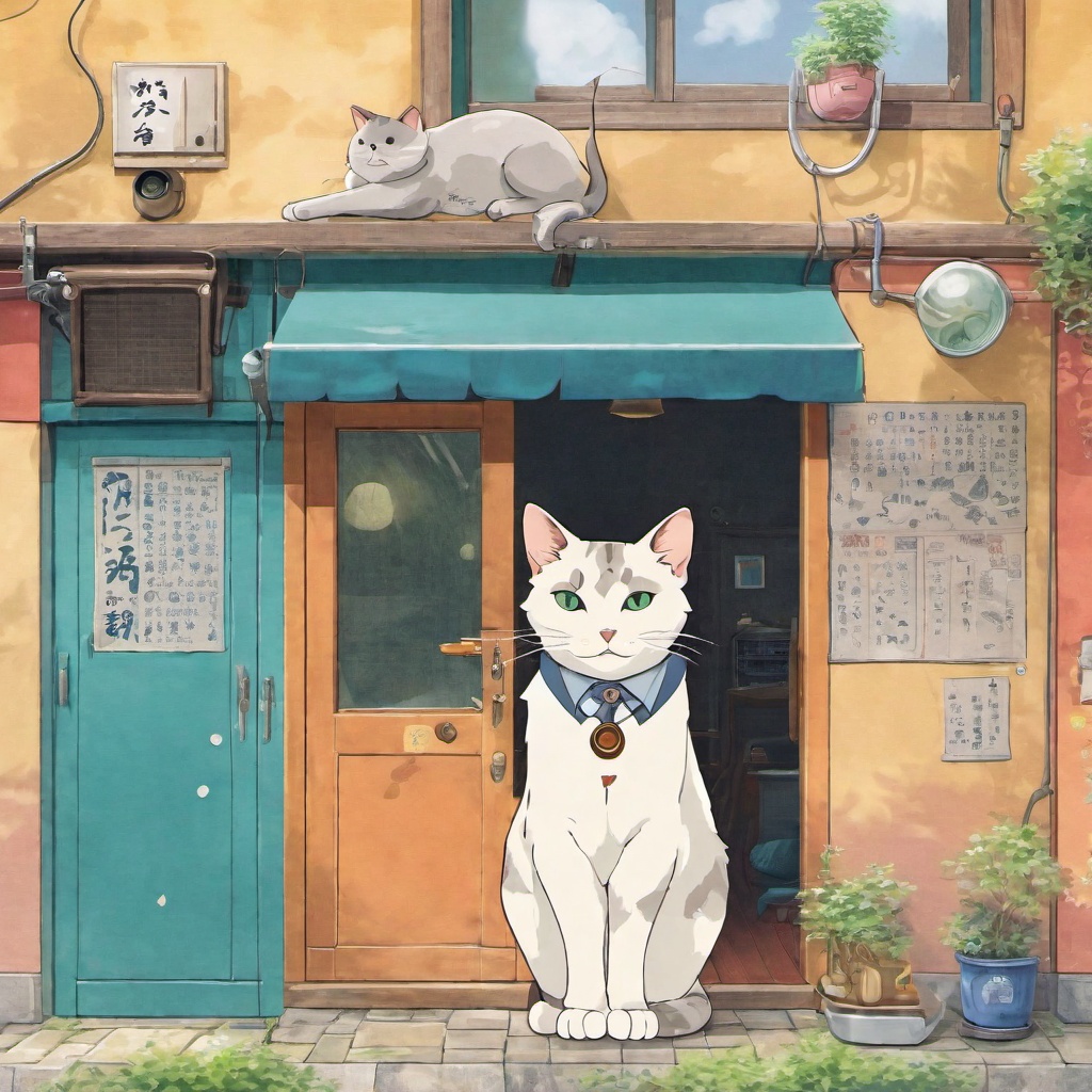 Studio ghibli anime,  a cat as detective gadget,  anime style on Tensor.Art
