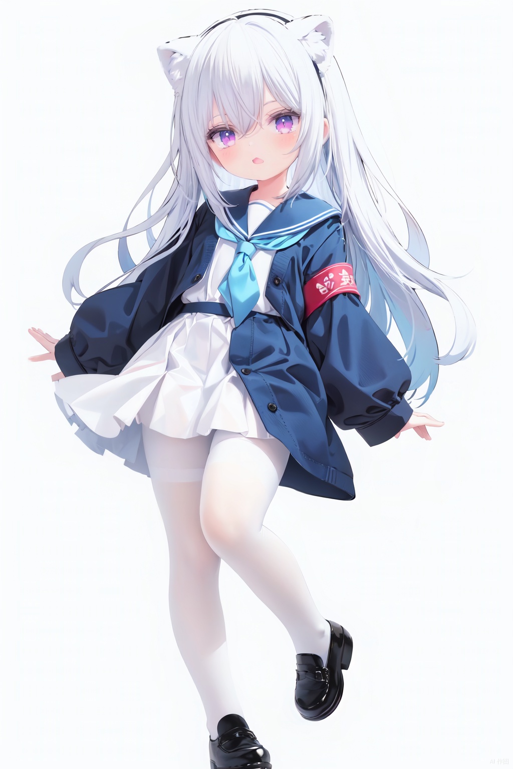 cute,  solo blue shirt,  blue sailor coat on Tensor.Art