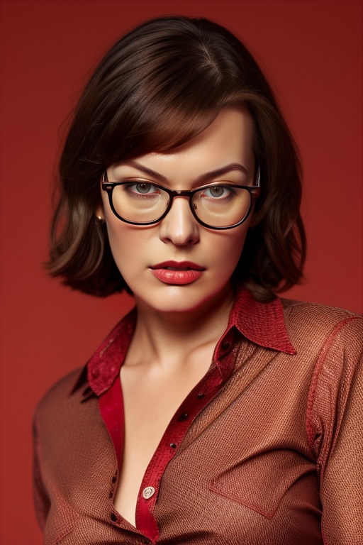 a portrait of a wo_millajov01,  skin details,  with brown hair on Tensor.Art