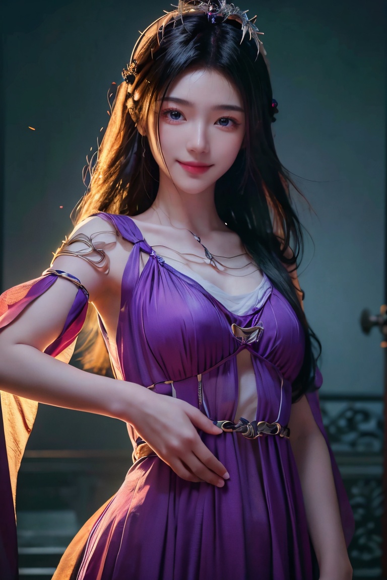  DSLR, (Good structure), HDR, UHD, 8K, A real person, Highly detailed, best quality, masterpiece, 1girl, realistic, Highly detailed, (EOS R8, 50mm, F1.2, 8K, RAW photo:1.2), ultra realistic 8k, (best illumination, best shadow, extremely delicate and beautiful), (official art, beautiful and aesthetic:1.2), solo, 1girl, , Wind, flowing hair, kind smile, , pose for picture, Dynamic pose, looking_at_viewer,  dress,,upper_body, ziling, light master