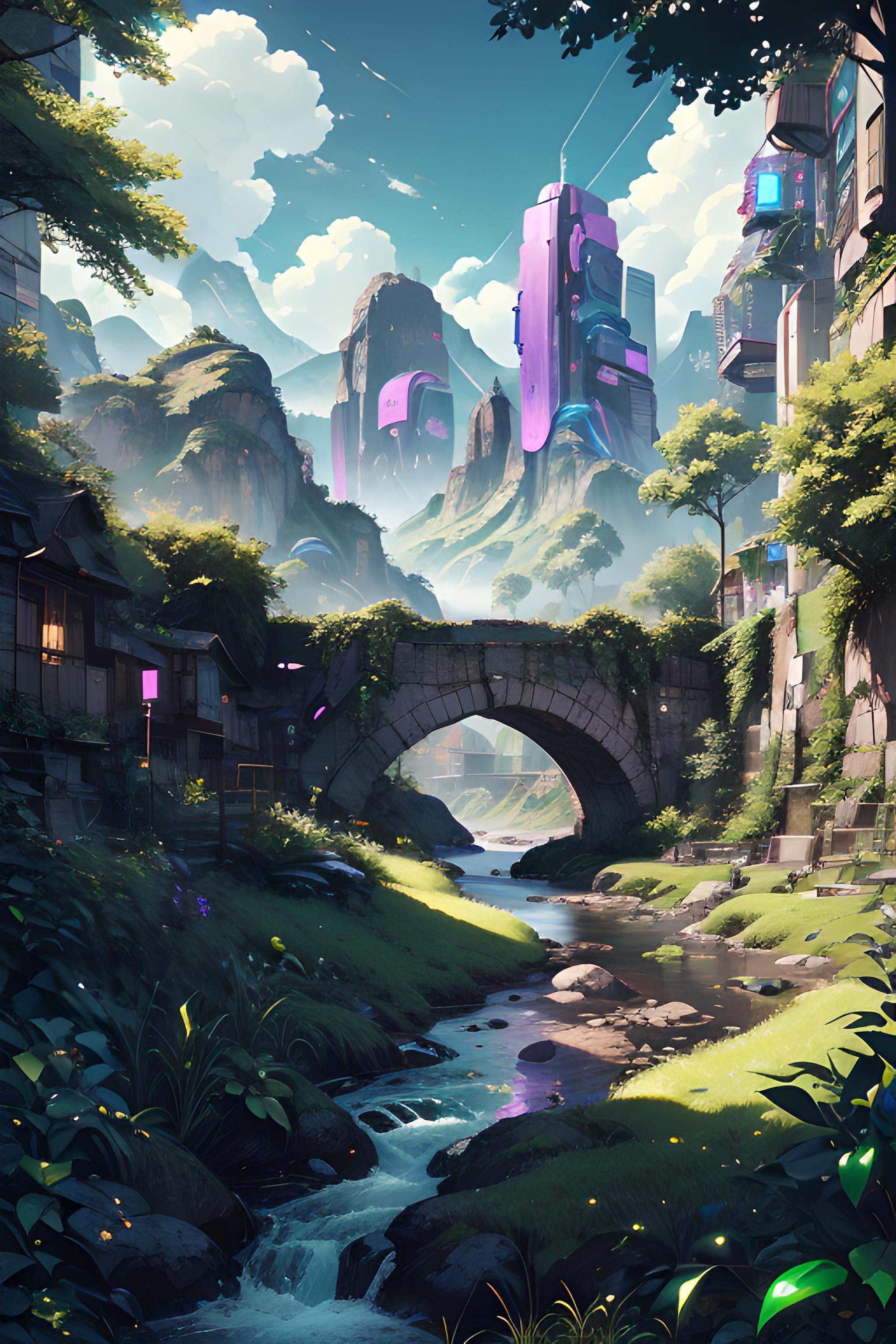 landscape,  river,  forest on Tensor.Art