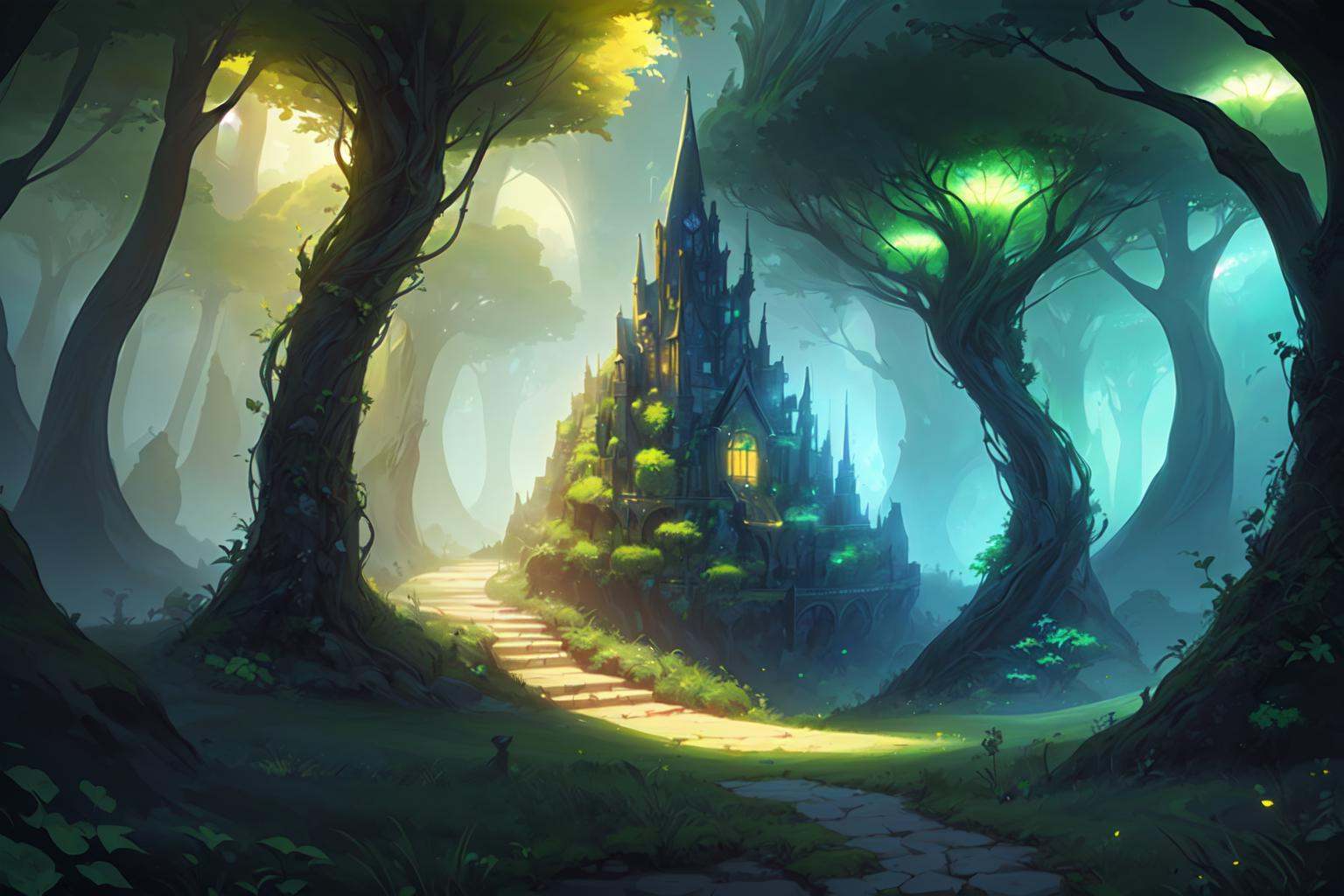 magic,  fantasy green nature background,  fantasy style on Tensor.Art