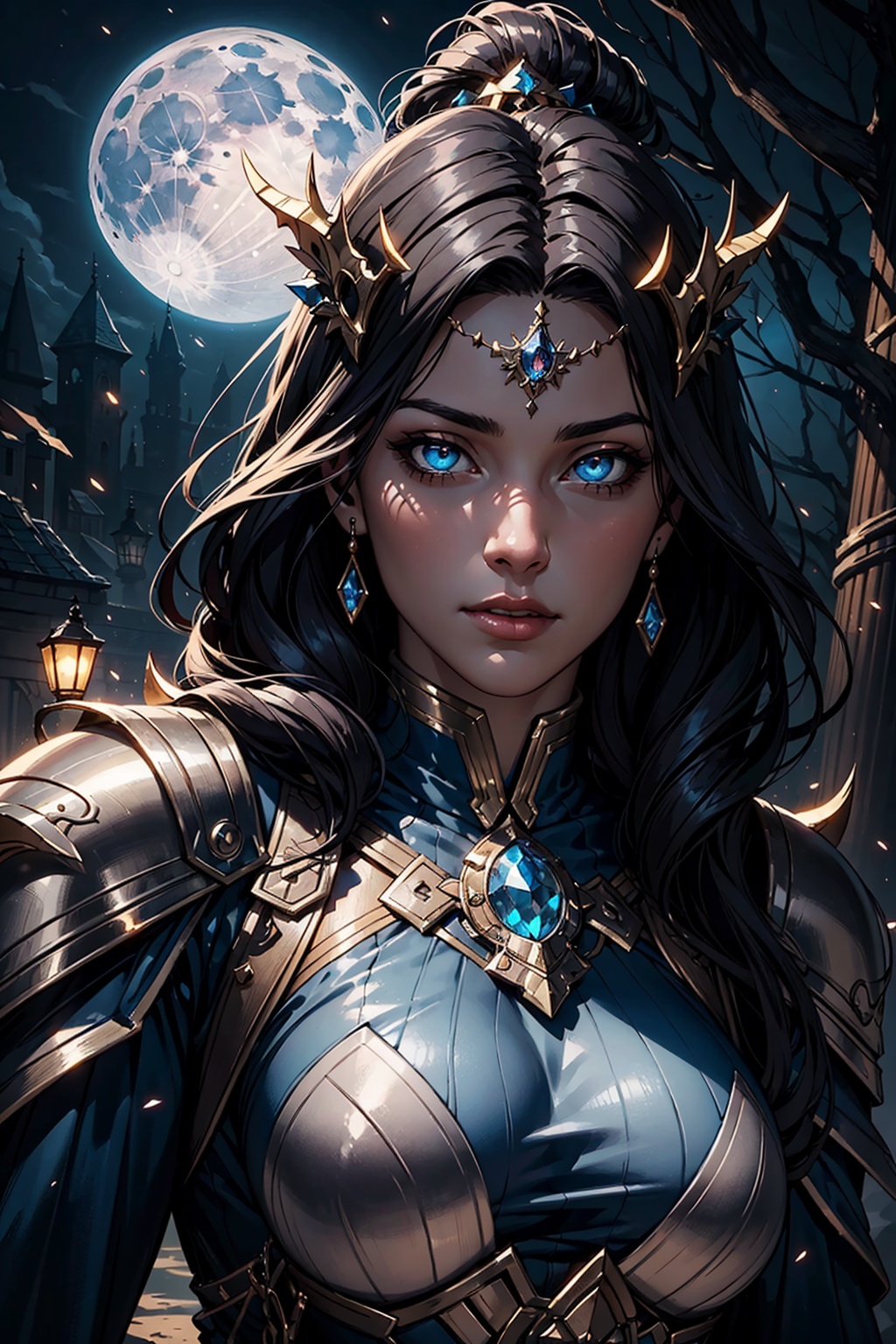 1girl,  The moonlight shines down upon it,  bringing with it swirling magical lights on Tensor.Art
