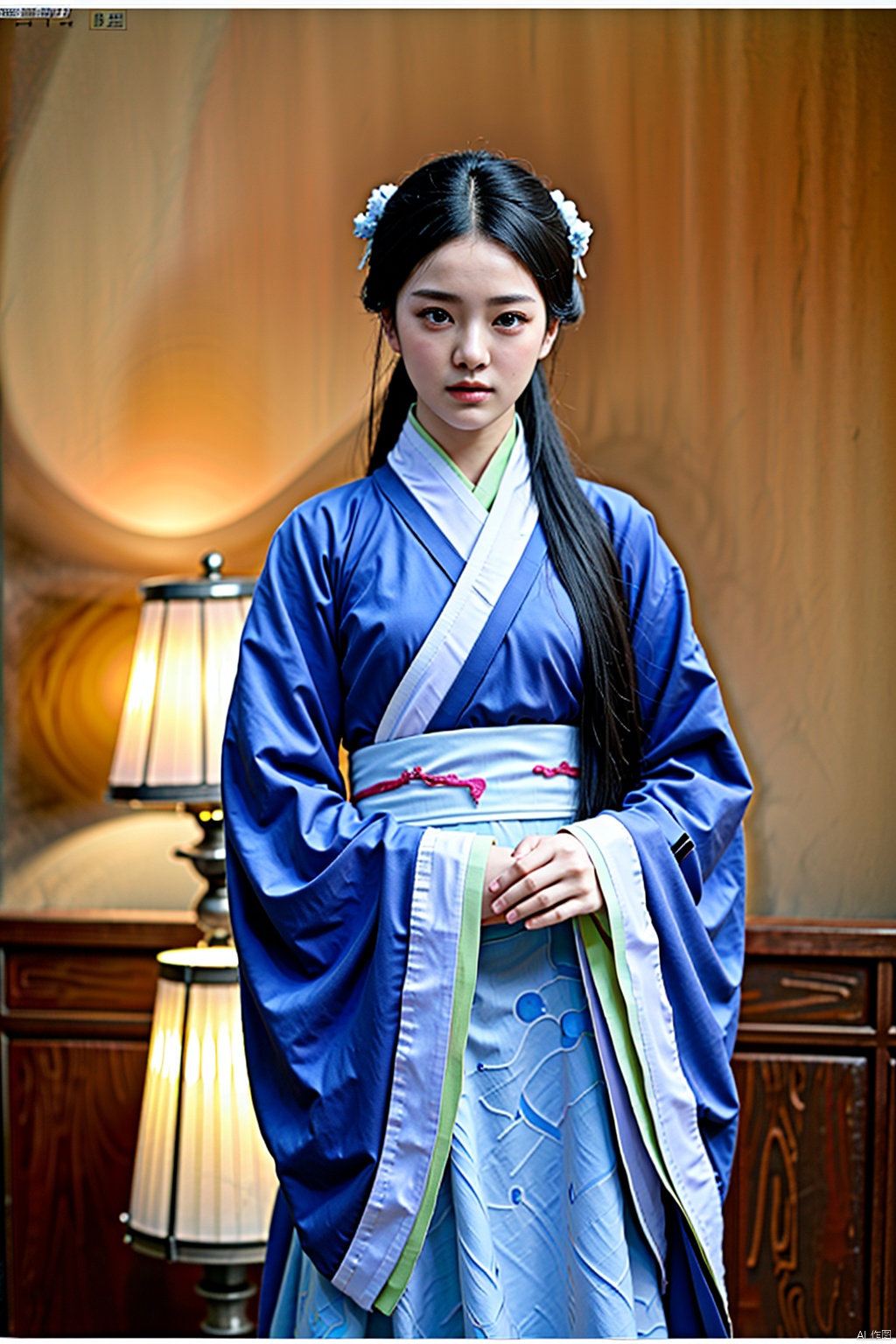(1girl:1.3), (best quality, masterpiece, ultra high resolution),(photorealistic:1.3), (realistic:1.3), depth of field,(cinematic lighting:1.2), hanfu