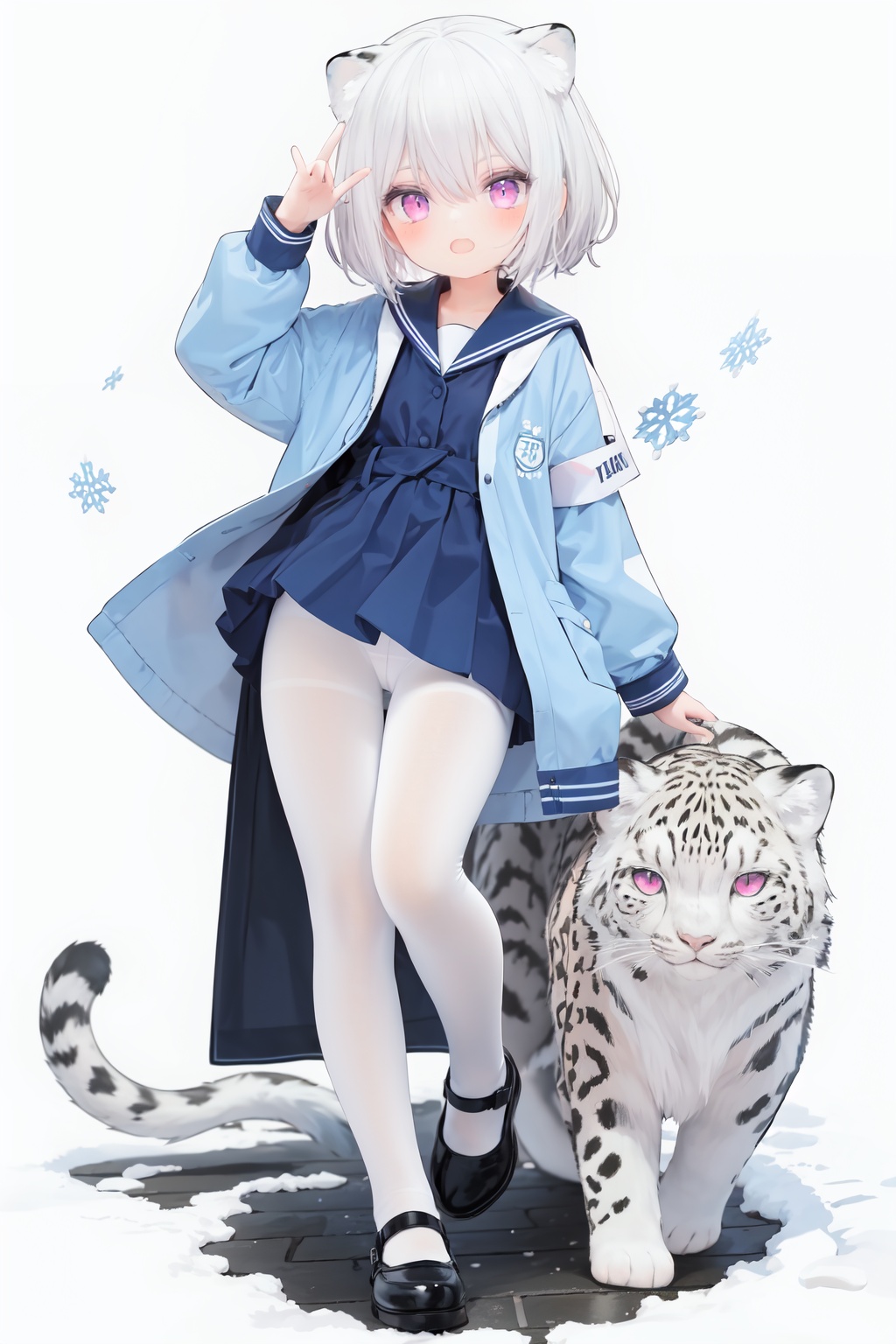 cute,  solo blue shirt,  blue sailor coat on Tensor.Art