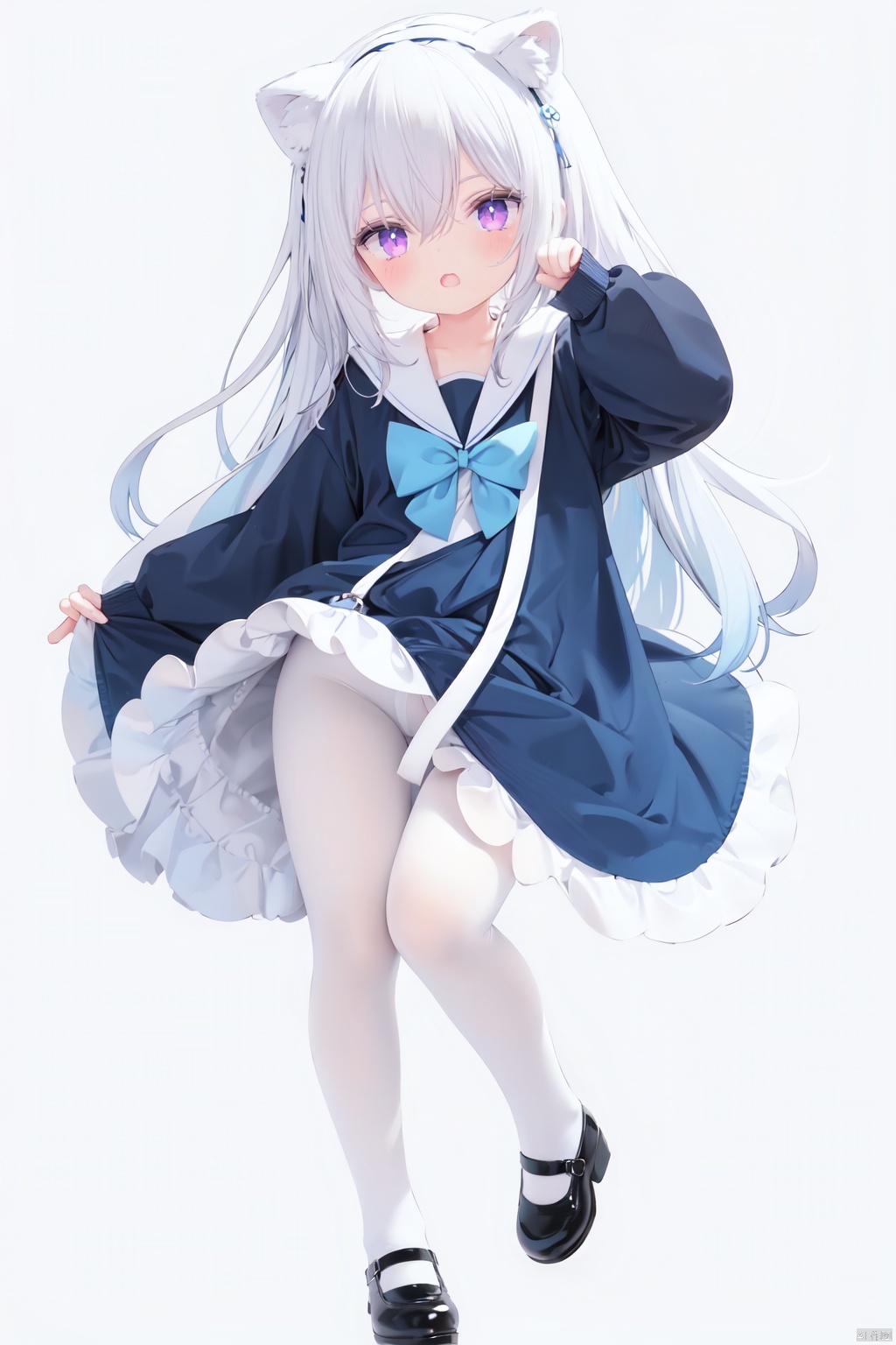 cute,  solo blue shirt,  blue sailor coat on Tensor.Art