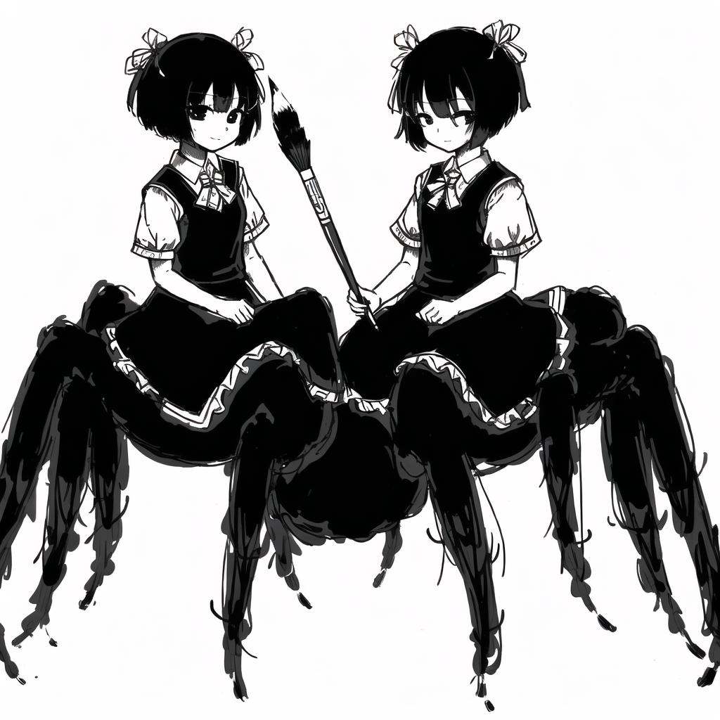 full body,  2girls,  calligraphy on Tensor.Art