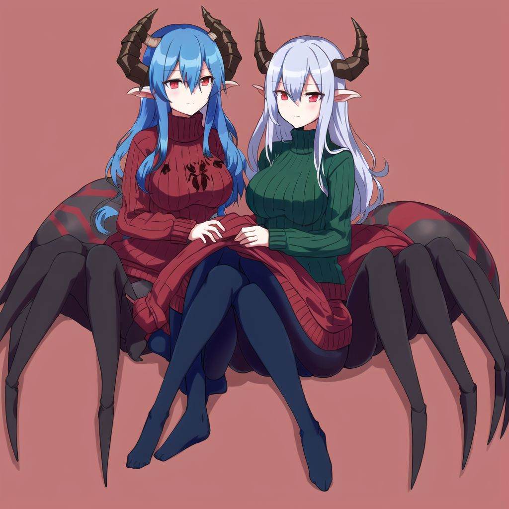 full body,  2girls,  bangs on Tensor.Art