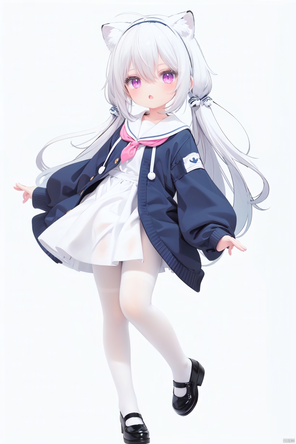 cute,  solo blue shirt,  blue sailor coat on Tensor.Art