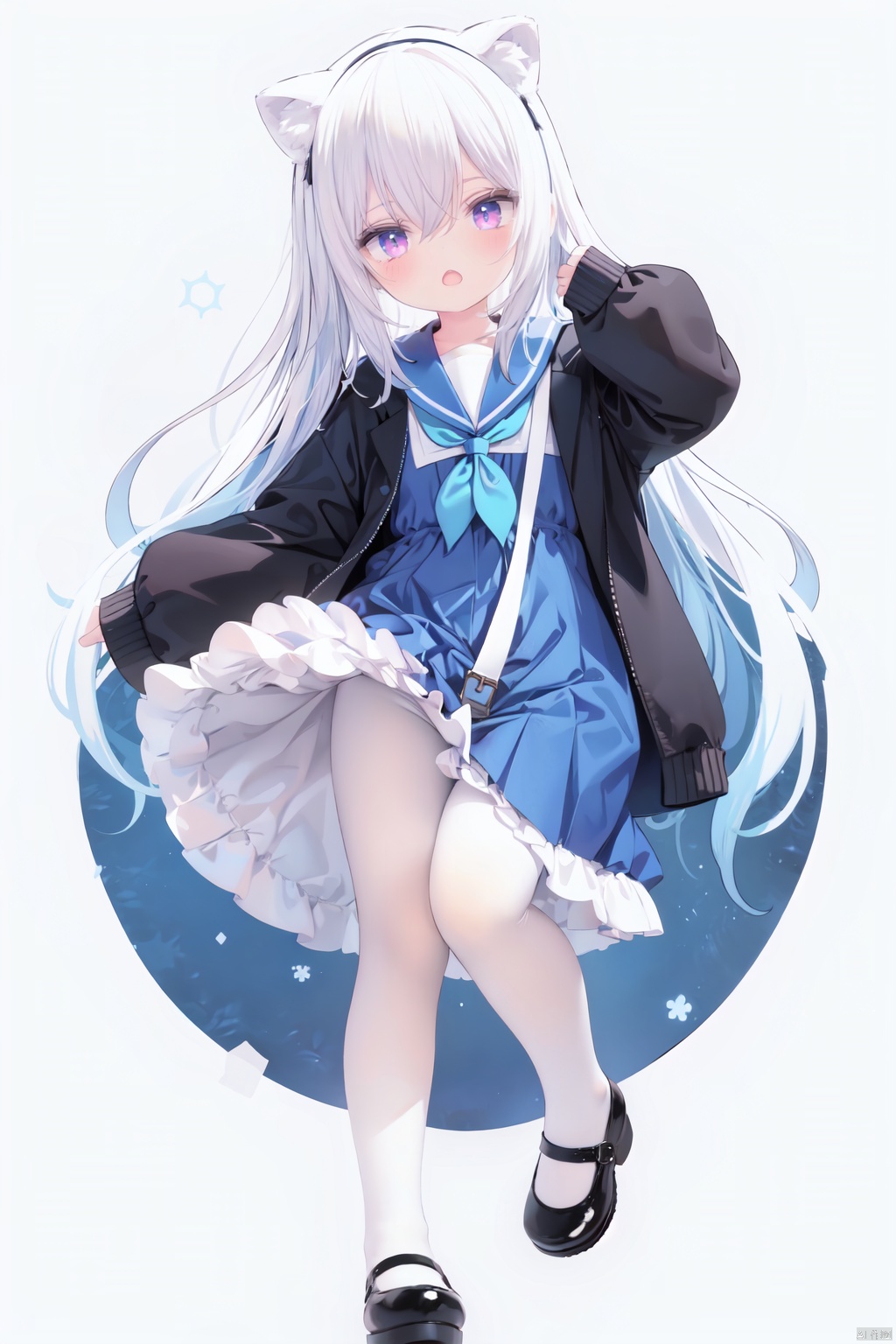 cute,  solo blue shirt,  blue sailor coat on Tensor.Art