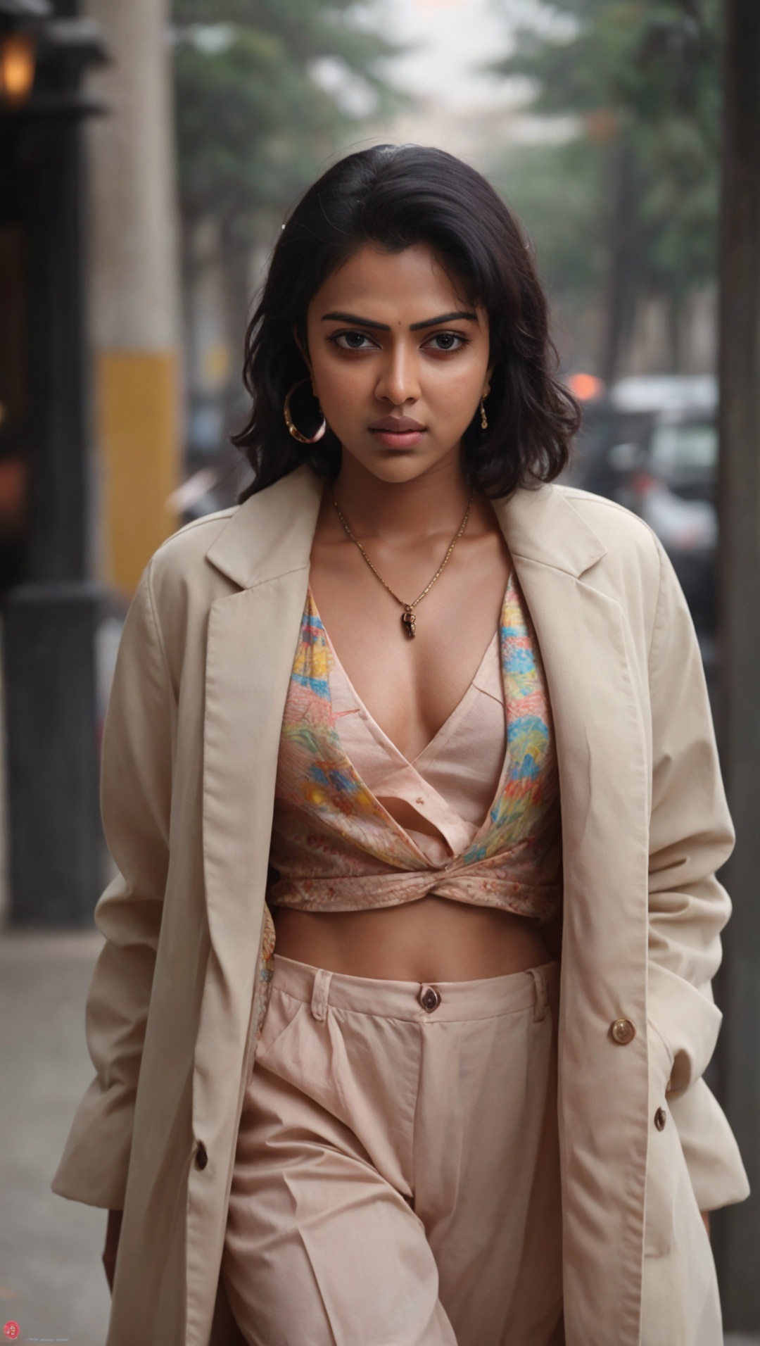 Actress Amala Paul:1.2),  beautiful actress standing in dark street at night,  30yo on Tensor.Art