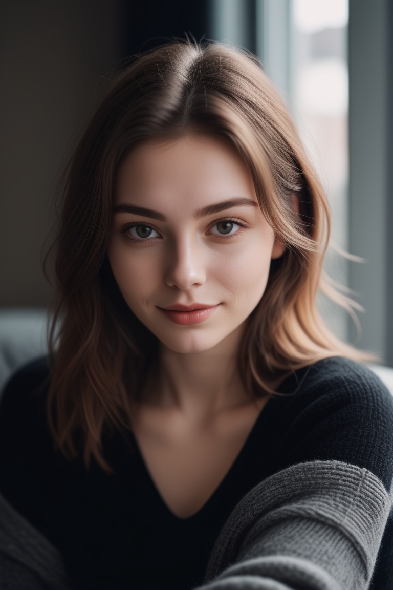 instagram photo,  portrait photo of 23 y.o Chloe in black sweater, on Tensor.Art