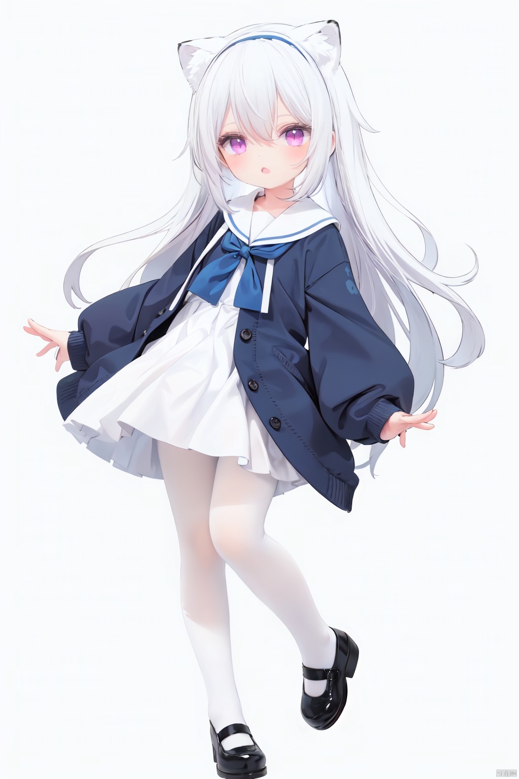 cute,  solo blue shirt,  blue sailor coat on Tensor.Art
