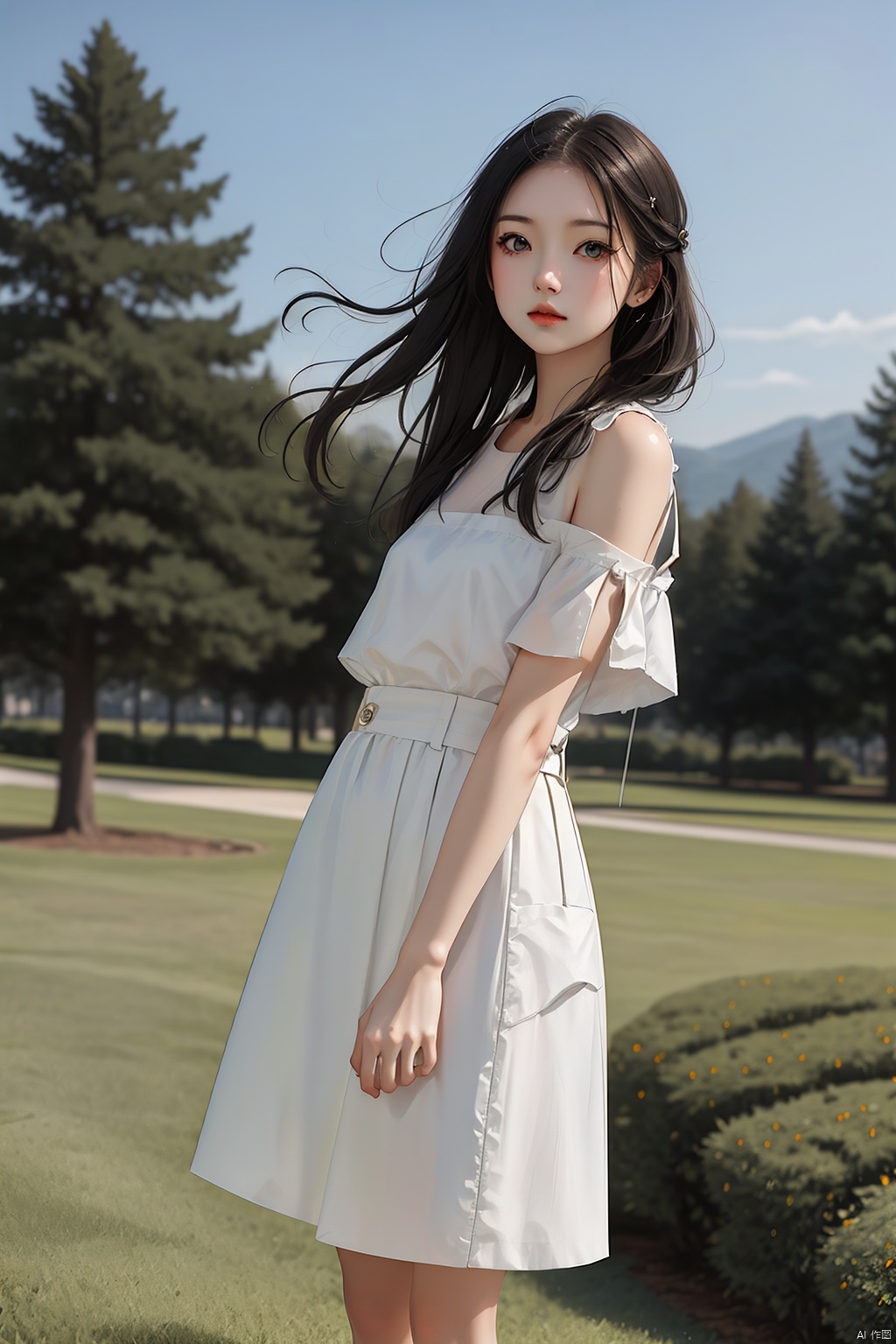 1 girl outdoors, looks at viewer, NVZ