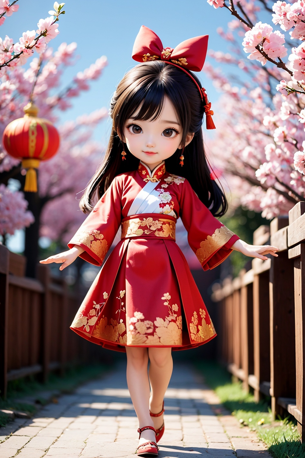 1girl,(full body),chibi,(long skirt:1.2),chinesenewyeargirl\(girl\),chinesenewyeargirl\(chinese_clothes\),<lora:AgainMixChineseNewYearGirl_v1:0.6>,