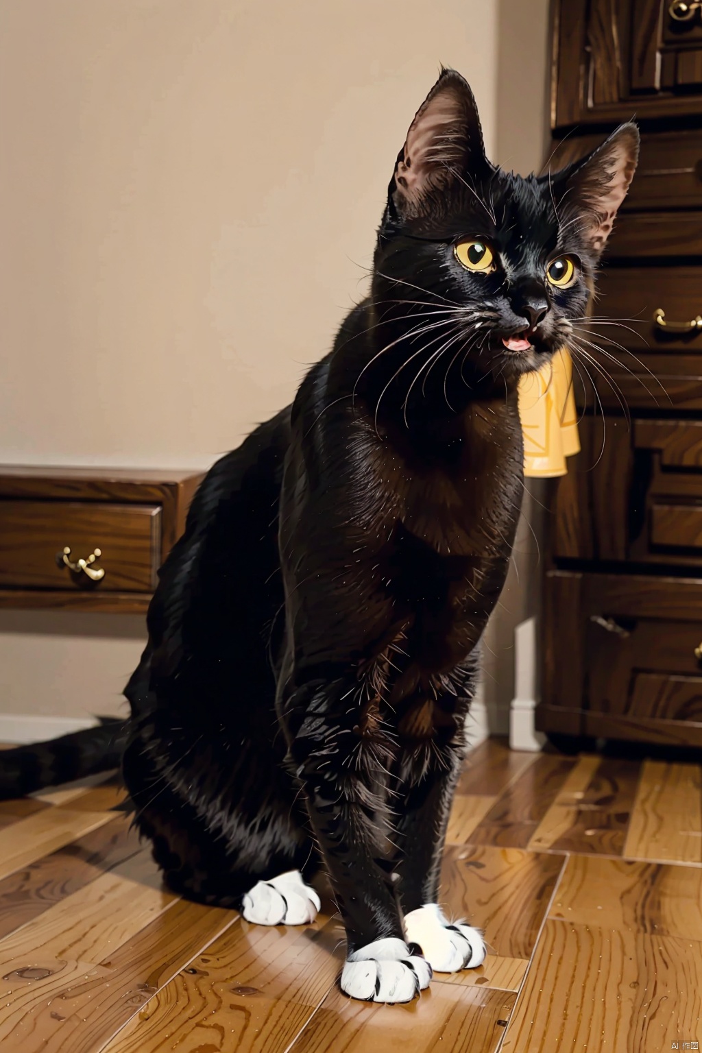  absurdres,incredibly absurdres,reality,realistic,,(solo:1.2), lovely, Cats_Txxm_Black Cat_ White Claw