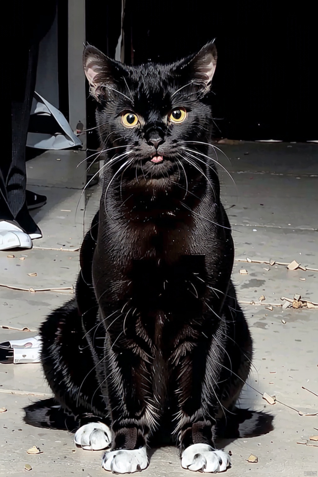  absurdres,incredibly absurdres,reality,realistic,,(solo:1.2), lovely, Cats_Txxm_Black Cat_ White Claw