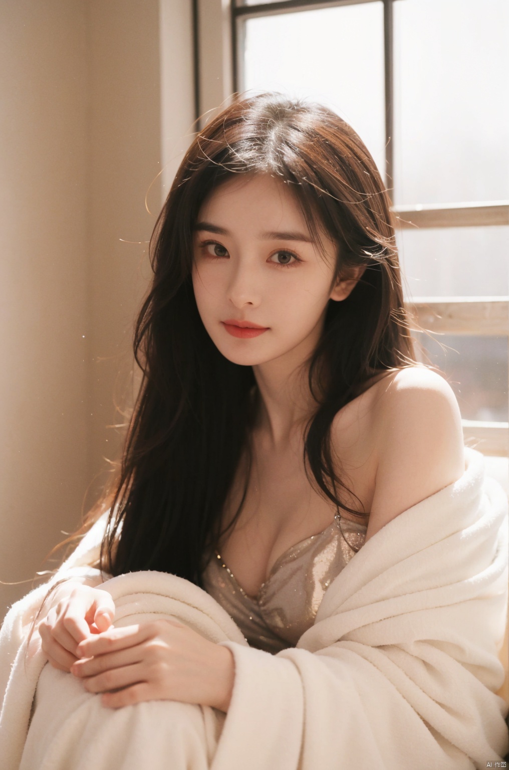 bares shoulder,  Glowing ambiance,  enchanting radiance on Tensor.Art