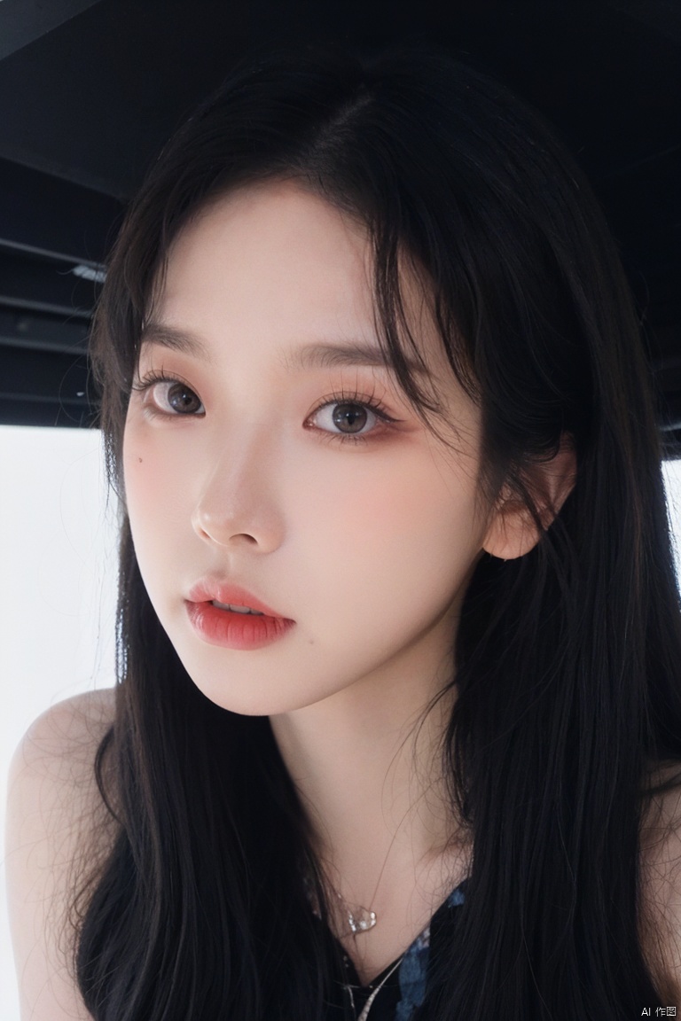 best quality,masterpiece,ultra high res,looking at viewer,simple background,studio,side light,makeup portrait,black eyeshadow,
, 1girl