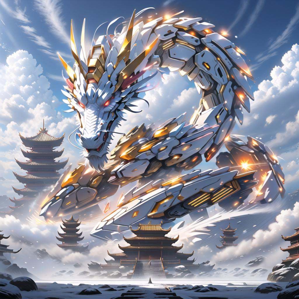 a mecha dragon,  8k,  High quality on Tensor.Art