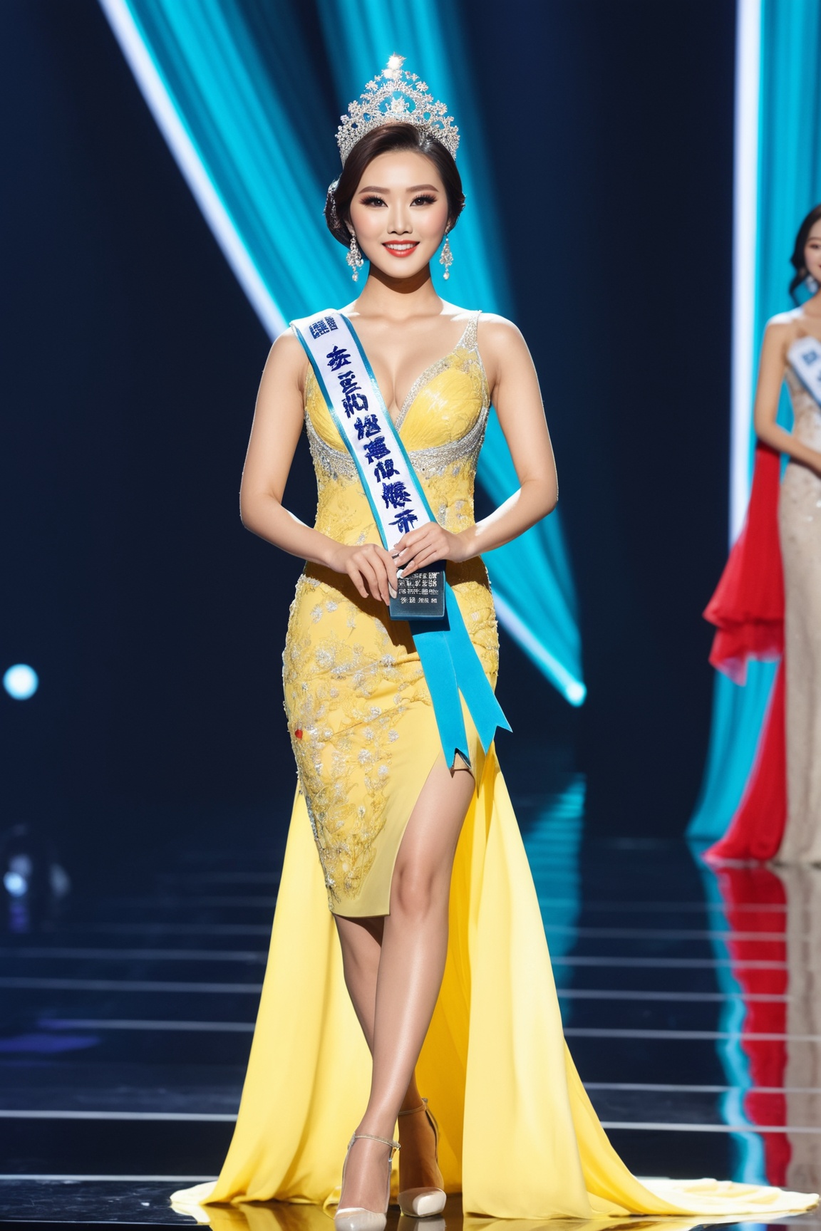 The most beautiful chinese woman as beauty pageant winner walking on the stage on Tensor.Art
