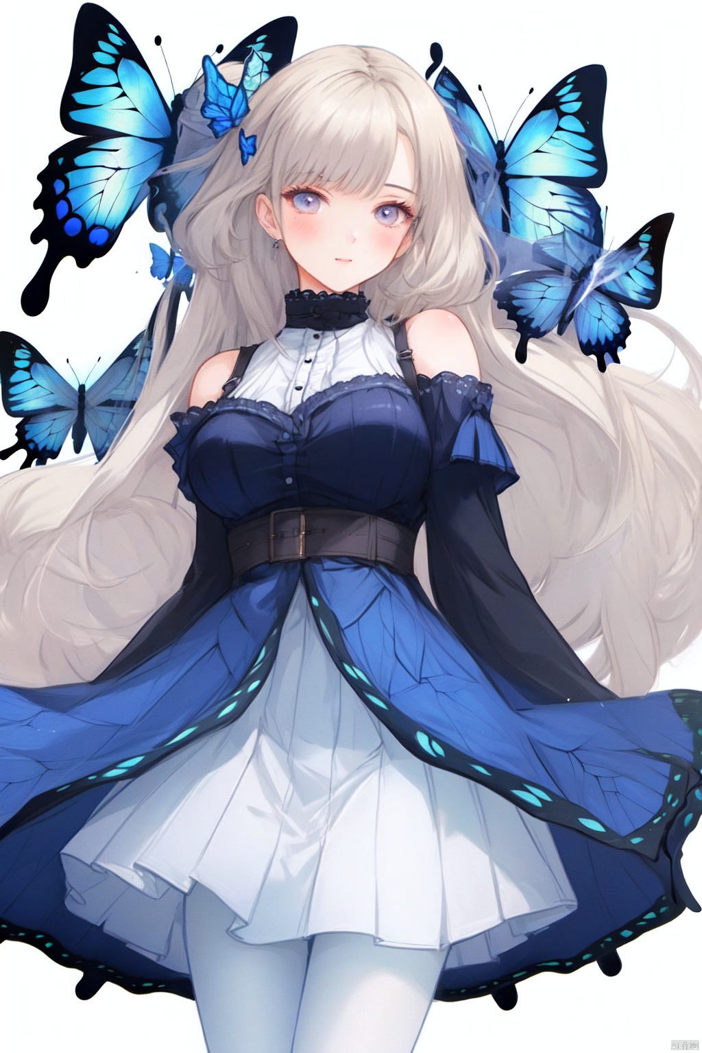  1gril,Butterfly, personality, details,, white pantyhose