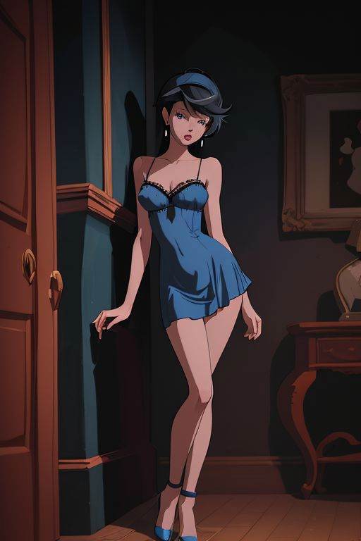 dr24lonette,  blue negligee,  black hair on Tensor.Art
