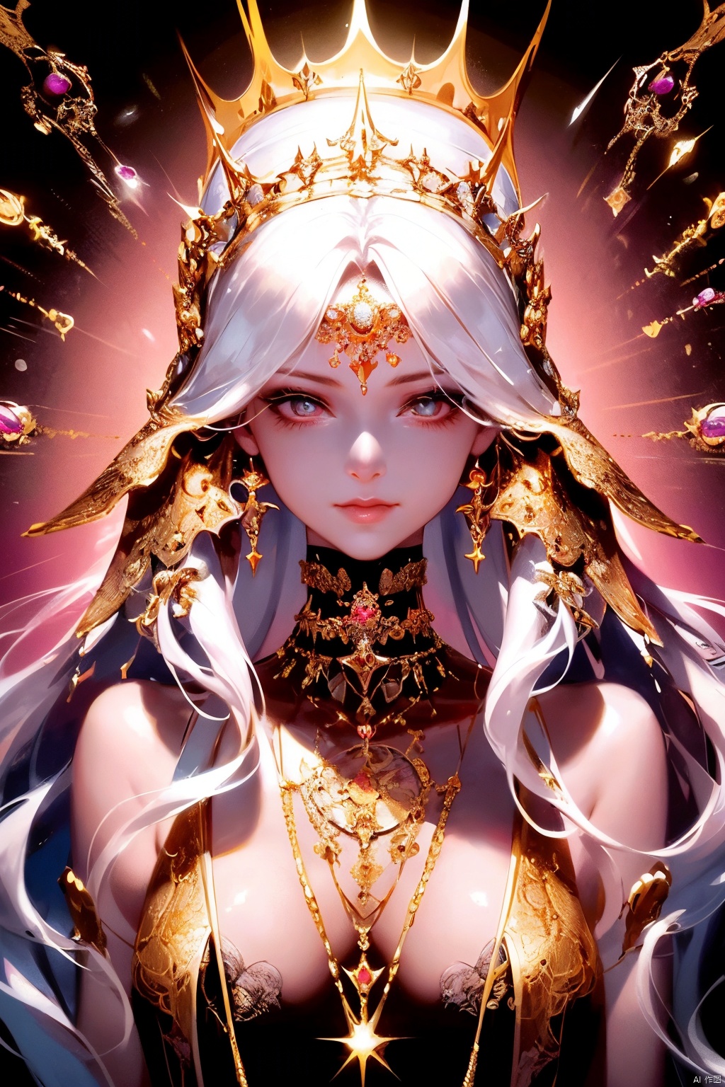 a close up of a woman with a crown on her head, anime fantasy illustration, anime illustration, anime graphic illustration, digital anime illustration, anime goddess, intricate ornate anime cgi style, dreamy psychedelic anime, detailed digital anime art, ((a beautiful fantasy empress)), anime fantasy artwork, a beautiful fantasy empress, anime style illustration, beeple and jeremiah ketner