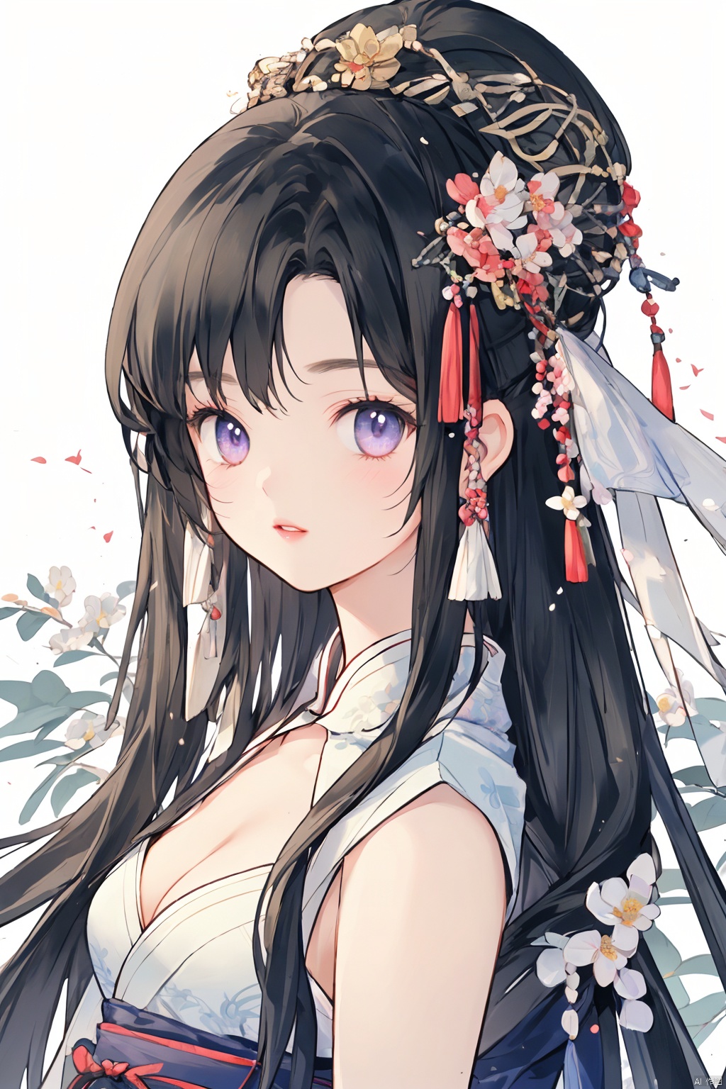  (Masterpiece:1.2, high quality),(pixiv:1.4),Eyebrows like willow leaves,The face is as beautiful as a flower,the eyes are tender. Small waist,big breasts,revealing cleavage; Lips slightly open,seductive expression.,girl,, mwuxia, mxianv