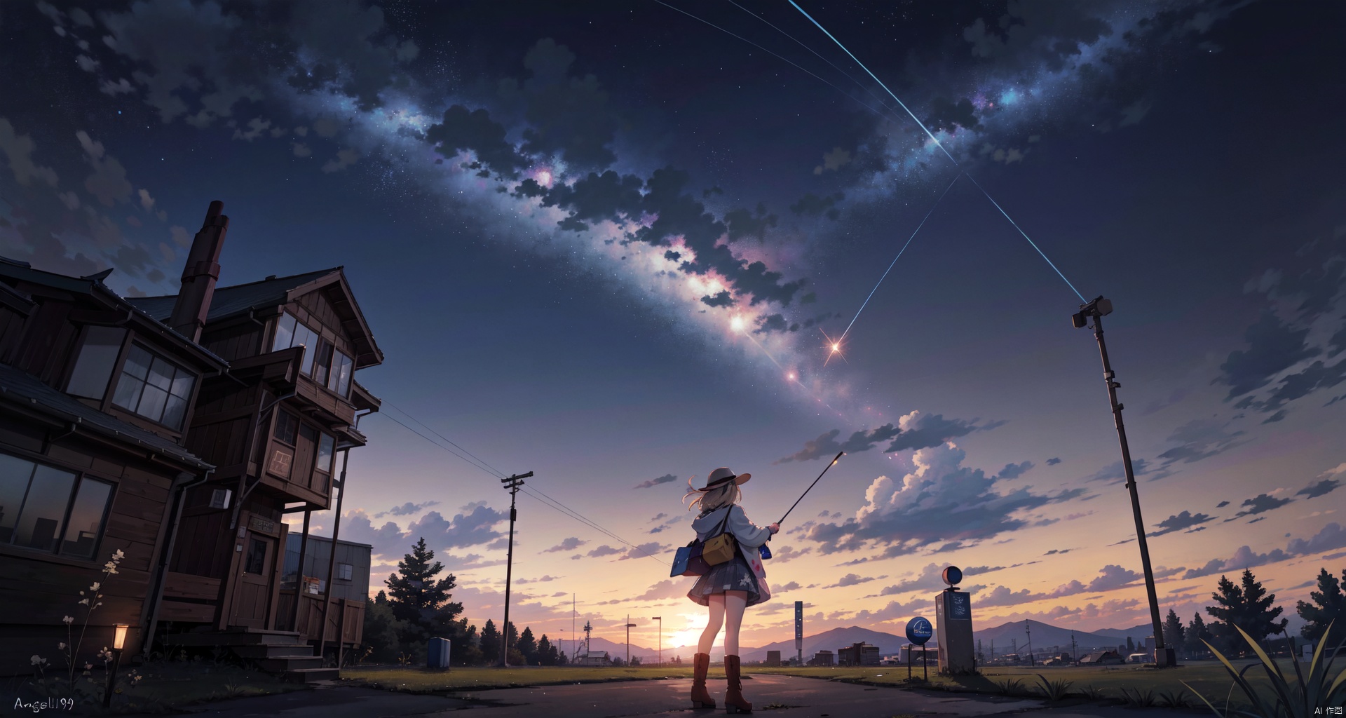  1970s_\(style\), 1980s_\(style\), 1girl, above_clouds, aerial_fireworks, alien, america, american_flag, angela_balzac, antlers, astronaut, aurora, baggy_clothes, balcony, beamed_eighth_notes, blue_sky, boots, building, campfire, castle, chimney, christmas, christmas_lights, christmas_ornaments, christmas_tree, city, city_lights, cityscape, cloud, cloudy_sky, condensation_trail, constellation, constellation_print, crescent_moon, desert, dusk, dust, earth_\(planet\), embers, ferris_wheel, festival, field, fireflies, fireworks, flag_background, flashlight, flower_field, fountain, full_moon, galaxy, globe, gradient_sky, grass, halftone, halftone_background, hill, hirschgeweih_antennas, horizon, house, jacket, lamppost, landscape, light, light_particles, lighthouse, lights, looking_outside, milky_way, miyamizu_mitsuha, moon, moonlight, mountain, mountainous_horizon, night, night_sky, onsen, outdoors, pillar, pine_tree, pink_skirt, planet, print_headwear, purple_sky, *****_juice_puddle, rainbow, reindeer, rocket, rooftop, science_fiction, shooting_star, shore, skirt, sky, skyline, skyscraper, snow, snowing, solo, space, space_craft, space_helmet, spacesuit, sparkler, standing, star_\(sky\), star_\(symbol\), starry_background, starry_sky, starry_sky_print, steam, summer_festival, sunrise, sunset, tanabata, tanzaku, telescope, tent, touwa_erio, tower, town, tree, twilight, uchiwa, ufo, ultimate_madoka, utility_pole, vines, window, winter, wooden_fence, yellow_shorts, yukata