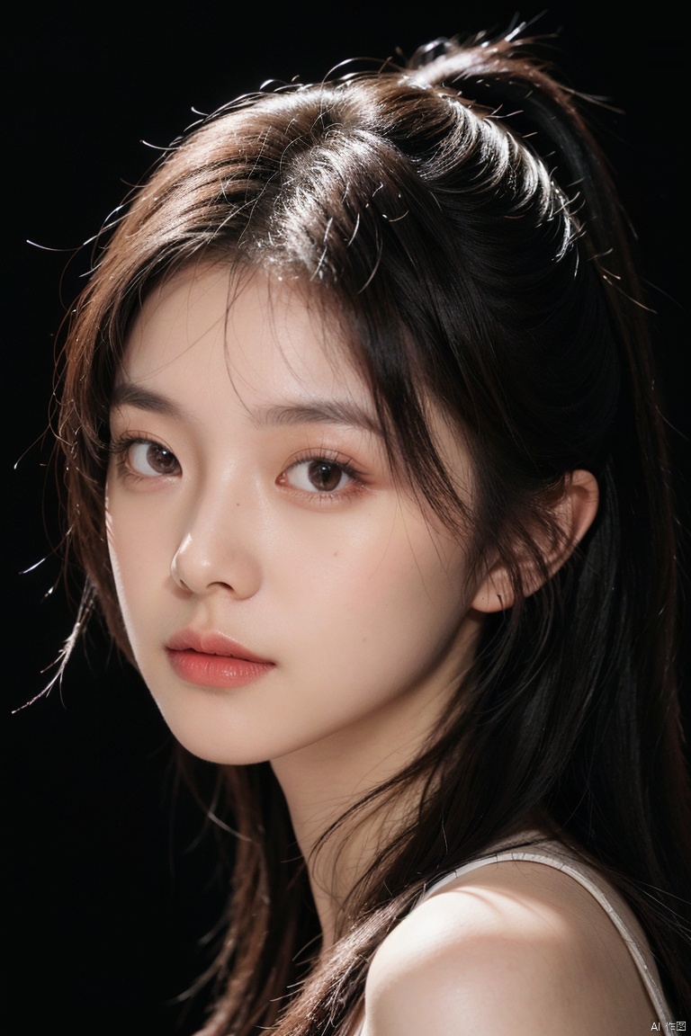 best quality,masterpiece,ultra high res,looking at viewer,simple background,studio light,makeup portrait,pink eyeshadow,
1girl, 1girl