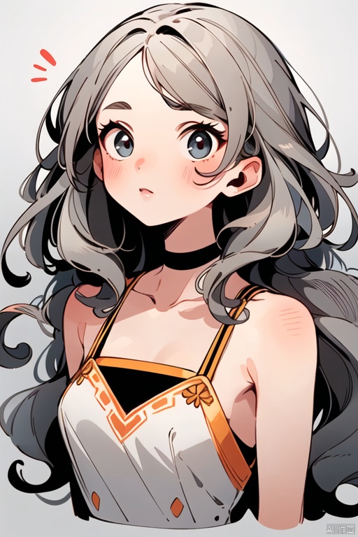 1girl,delicate face,upper body,grey hair,long hair,gradient background,