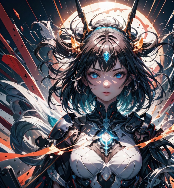 (1girl:0.9), light and shadow, wabstyle, glowing, logn hair, wind, two-tone body, two-tone hair, armor, the end, android girl composed of white light, two faces, erosion, shine tatoo, collapse body, bone, vogue, horizon, solo, (photorealistic:1.4), cowboy shot, flash, time delay, snarl, cinematic angle, , mysterious, magical, obsidain, diamond, backlighting, birth, fluctuation, Walking., foam, 8k, photo, red, translucent, X-ray, goddess, baby, chains, ash, burn out, (chakra:1.2), fall, stormy sky, meditation, rage, ghost, dress, bomb blast, time reversal, skeleton storm, seething, steam, glowing body, life and death, elegant, 