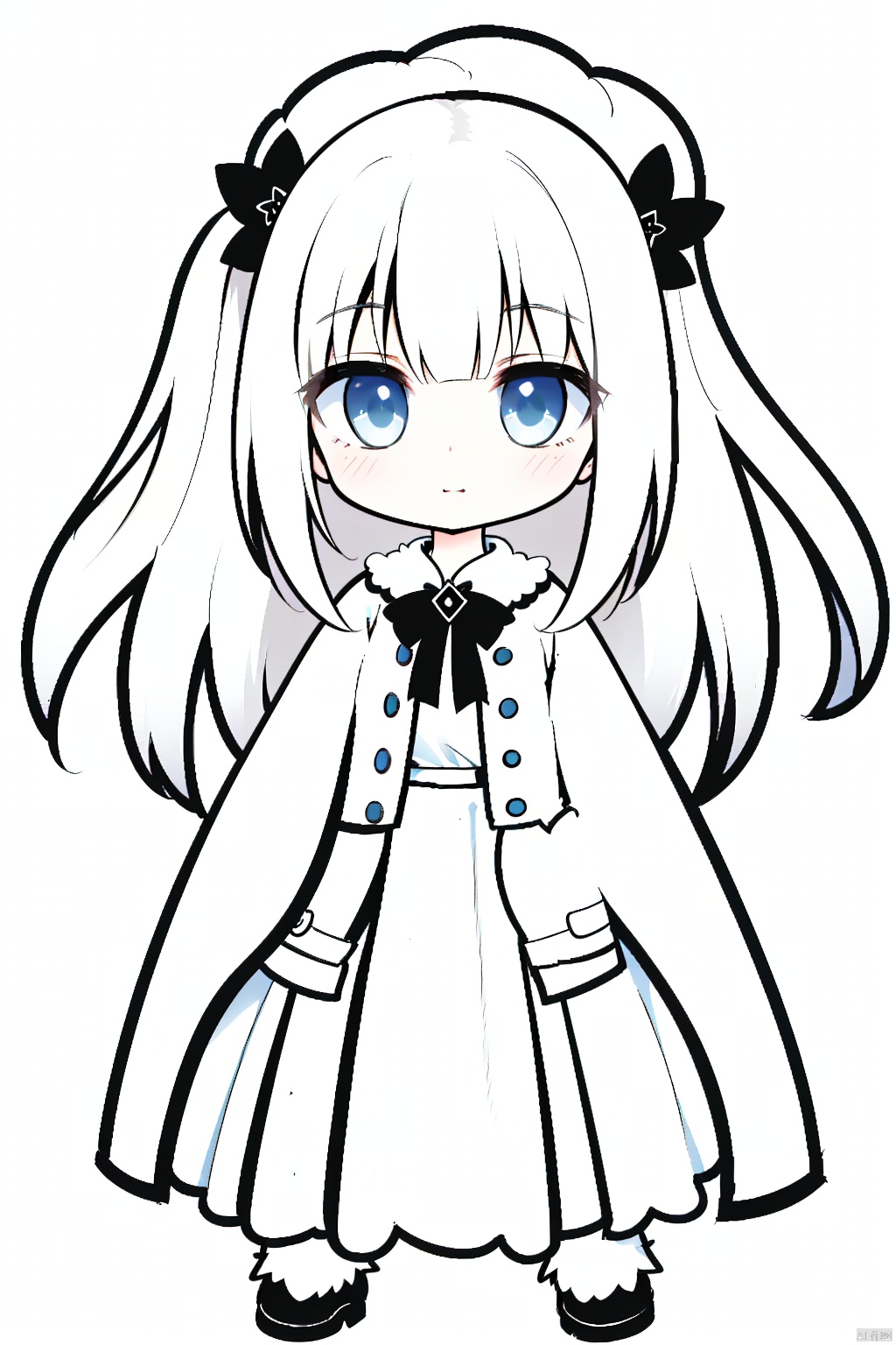 A lovely loli, simple black and white lines and pure white background.