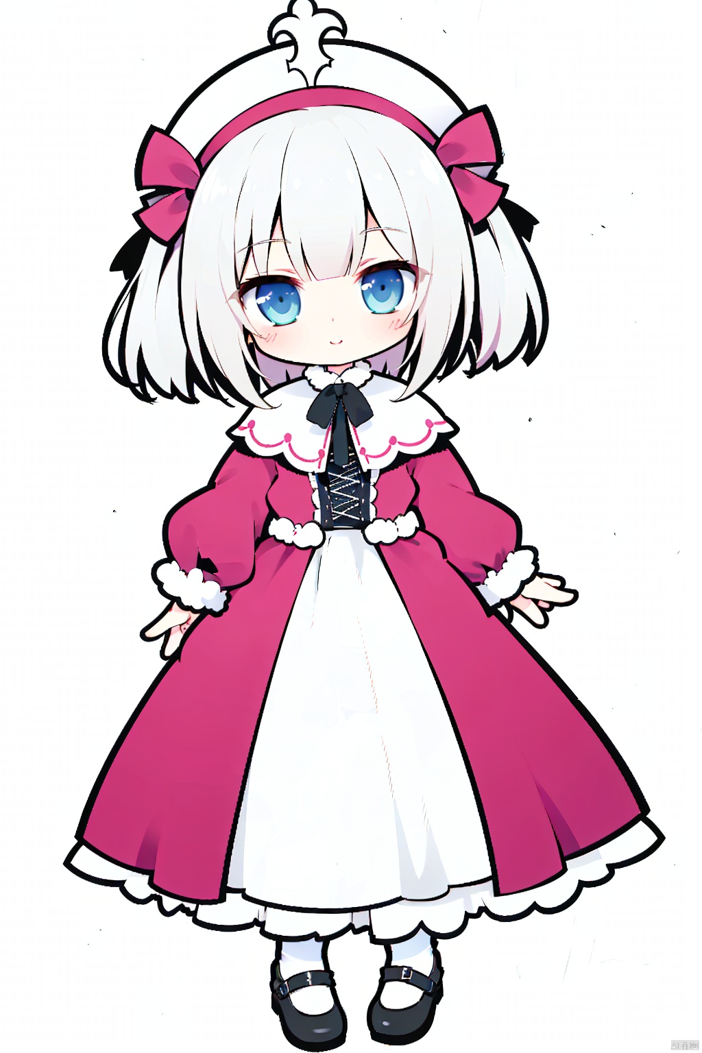 A lovely loli with simple lines and a pure white background., 