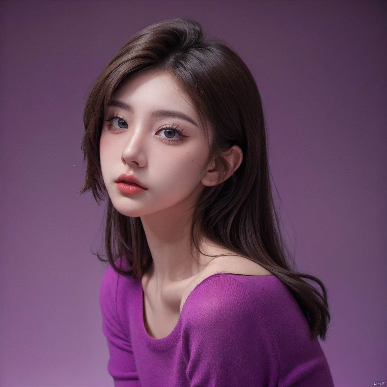  HUBG_Beauty_Girl, 1girl, purple background,