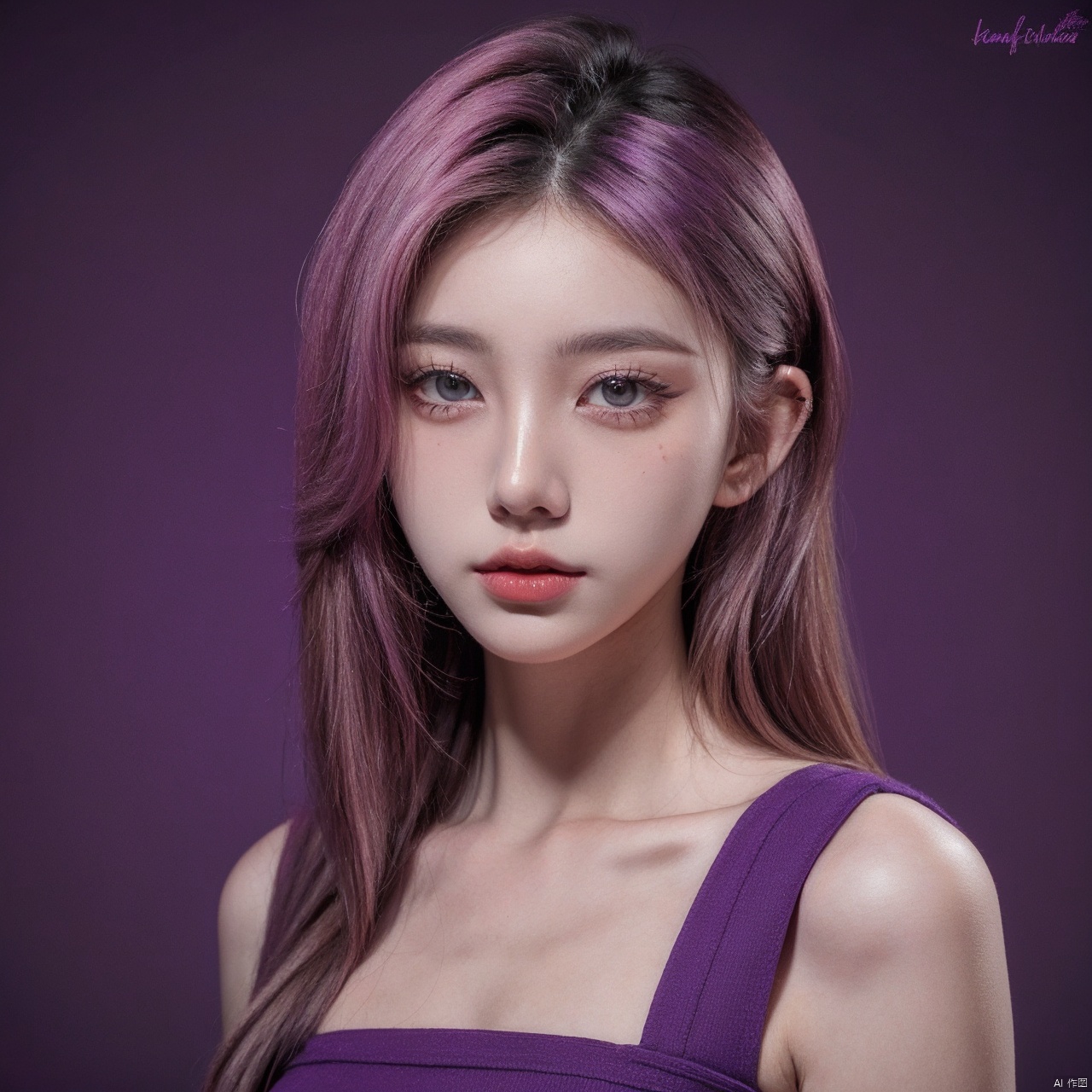  HUBG_Beauty_Girl, 1girl, purple background,