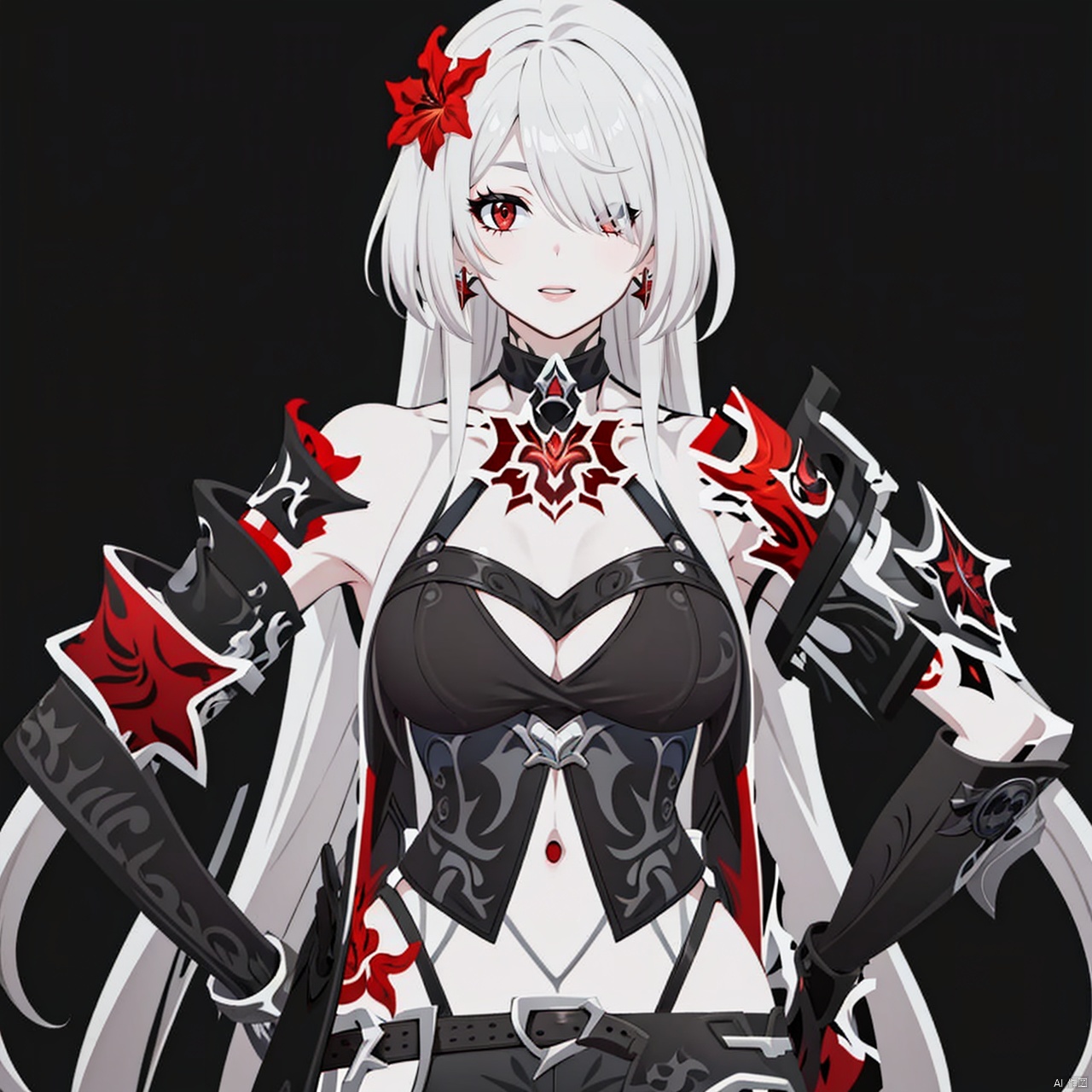  (masterpiece:1.3),(the best quality:1.2),(super fine illustrations:1.2),(Masterpiece),high quality,high detail,(white background:1.2),looking at viewer,(SOLO:1.4),outline,simple background,fullbody,, blood,navel,midriff,katana,hair ornament,blue fire,black legwear,armor,tattoo,elbow gloves,thighhighs,short shorts,off shoulder,bare shoulders,puffy sleeves,torn clothes,full body,boots,black shorts,black gloves,bangs,black choker,long hair,earrings,jewelry,collarbone,cleavage,breasts,short hair,choker,white hair,red eyes,1girl,hair over one eye,