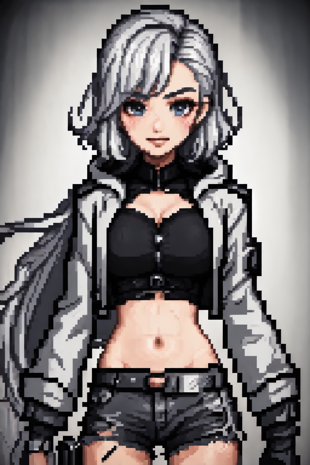 a potrait of gorgeous char7 babe posing 😘✌️,  hooded ,  64bits on Tensor.Art