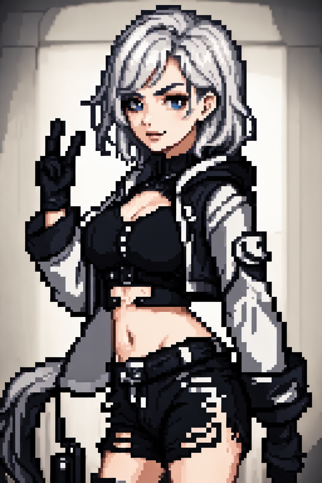 a potrait of gorgeous char7 babe posing 😘✌️,  hooded ,  18 bits on Tensor.Art