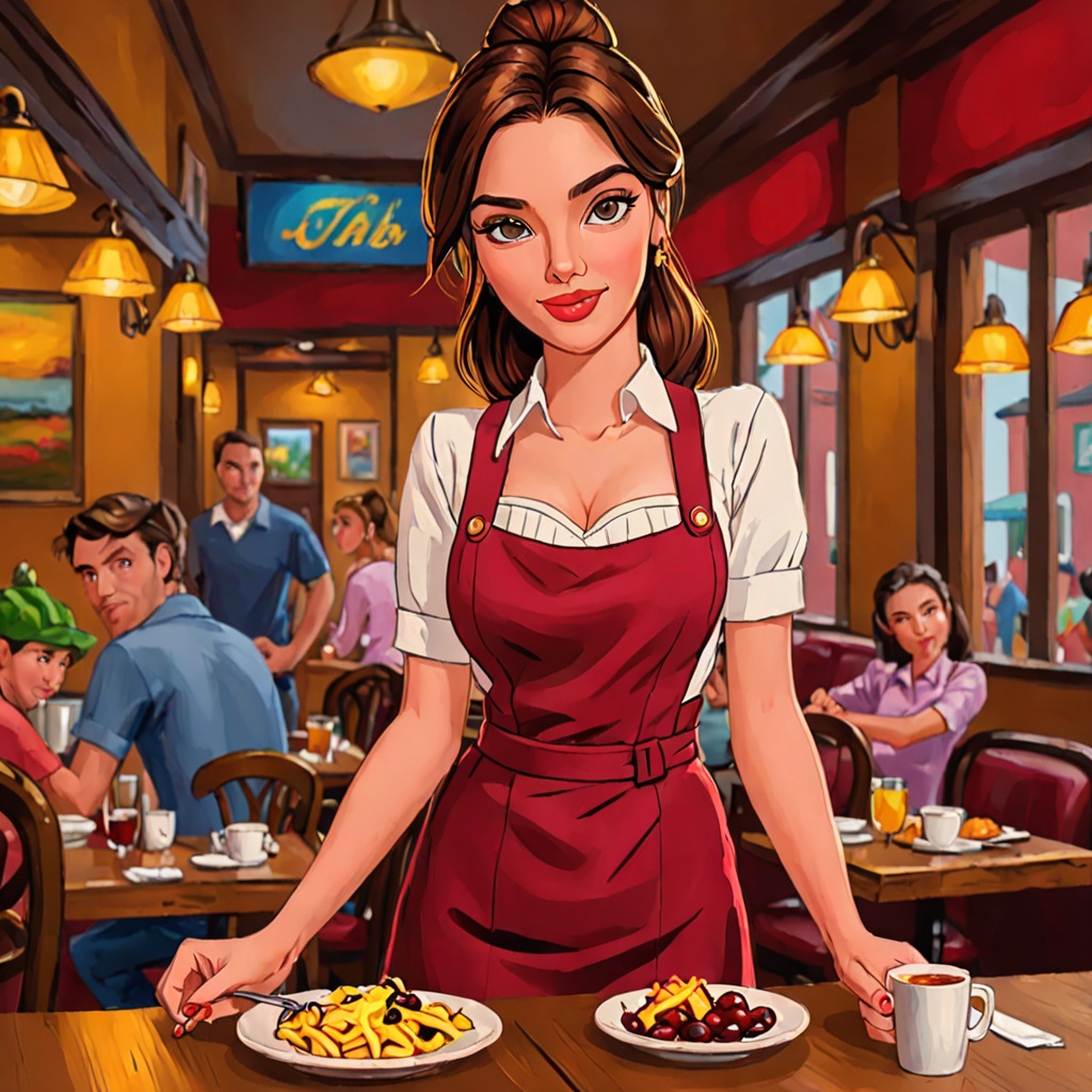1girl,  waitress,  in the style of jab on Tensor.Art